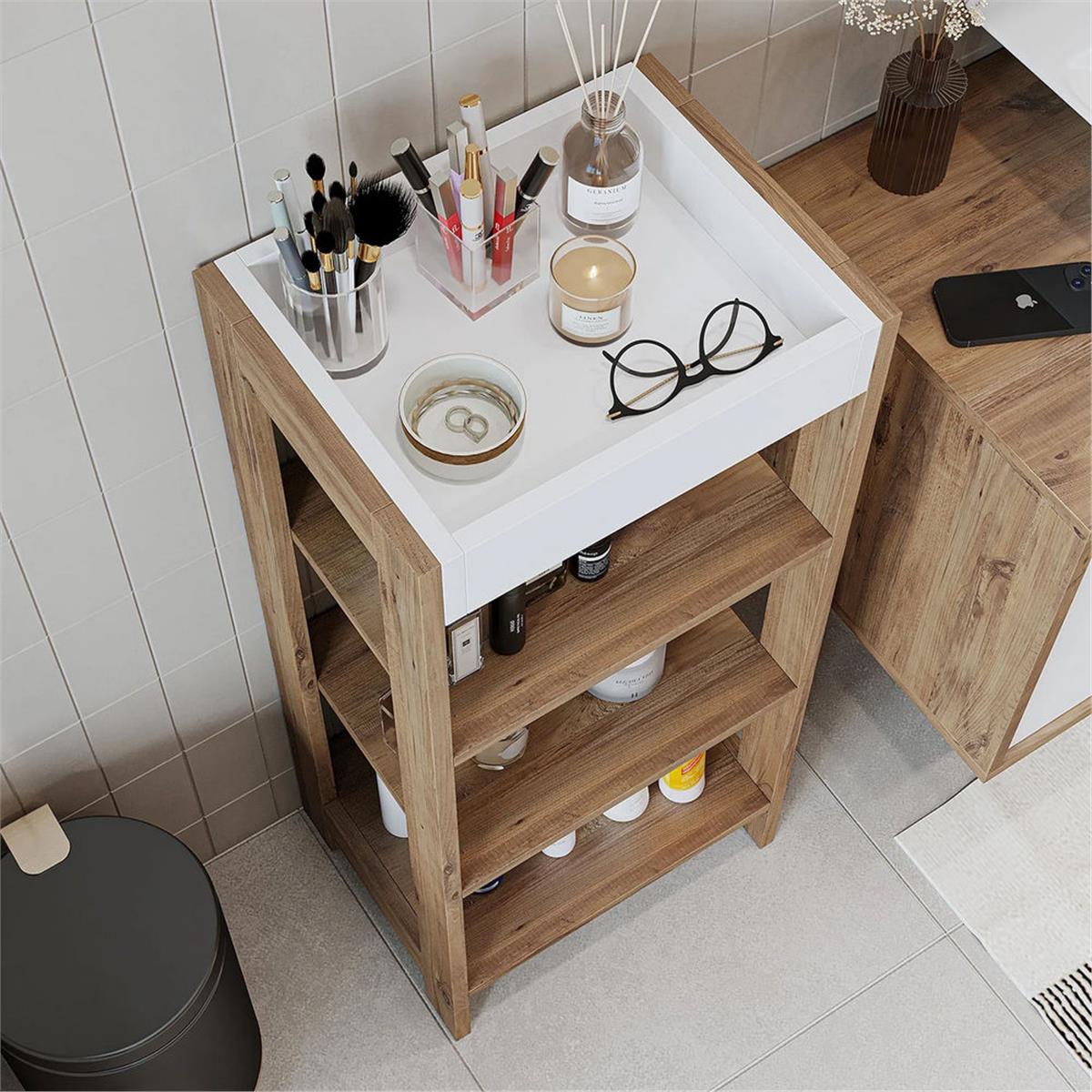 Room Art Atlas Çam Beyaz Moka Çok Amaçlı Raf (RoomArt.2713)