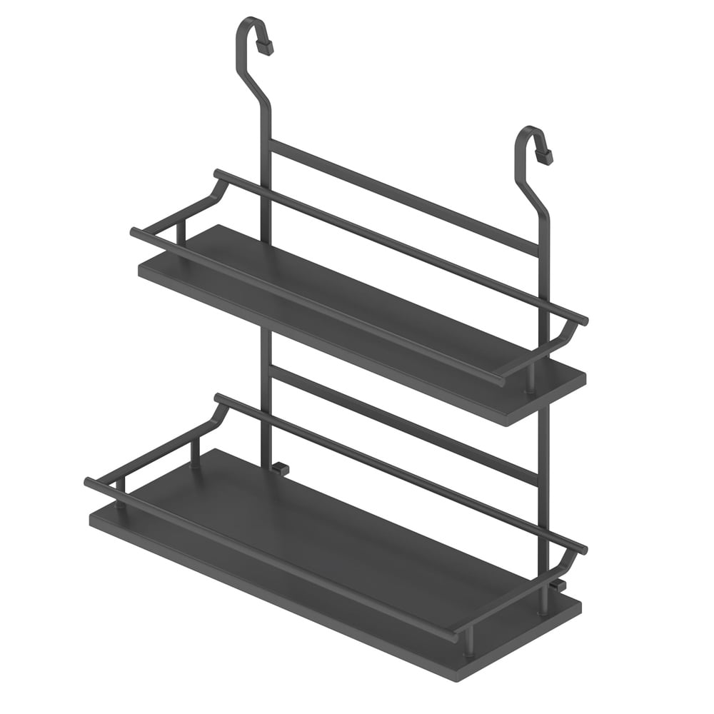 Starax Antrasit Ahşap Küçük - Büyük İki Raflı Baharatlık (S-4127-A)