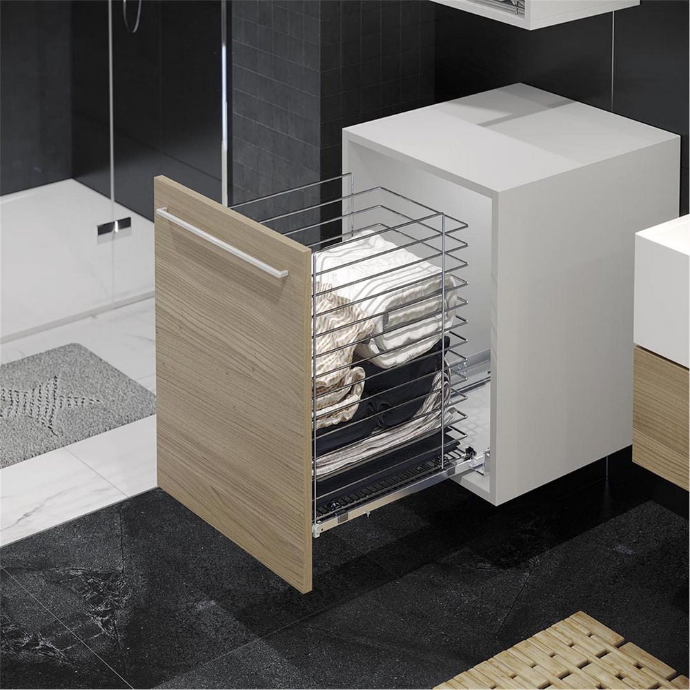 Starax Krom Gizli Raylı Çamaşır Sepeti (S-8057-C)