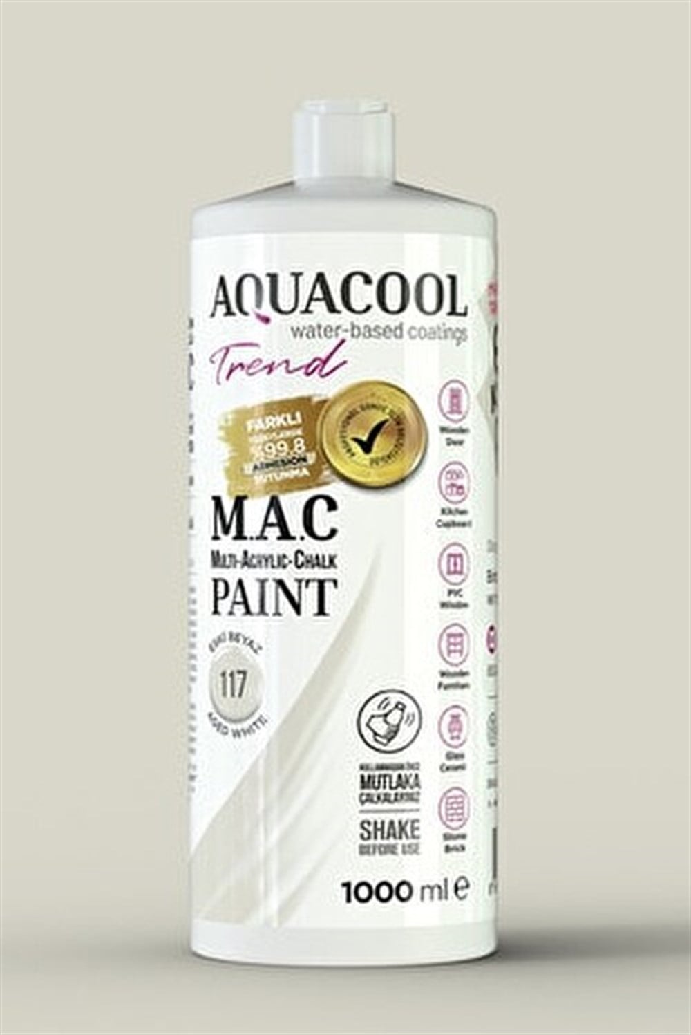 Aqua Cool Eski Beyaz 1000 Ml. Trend Mac Hobi Boyası (T-0117/1,00)
