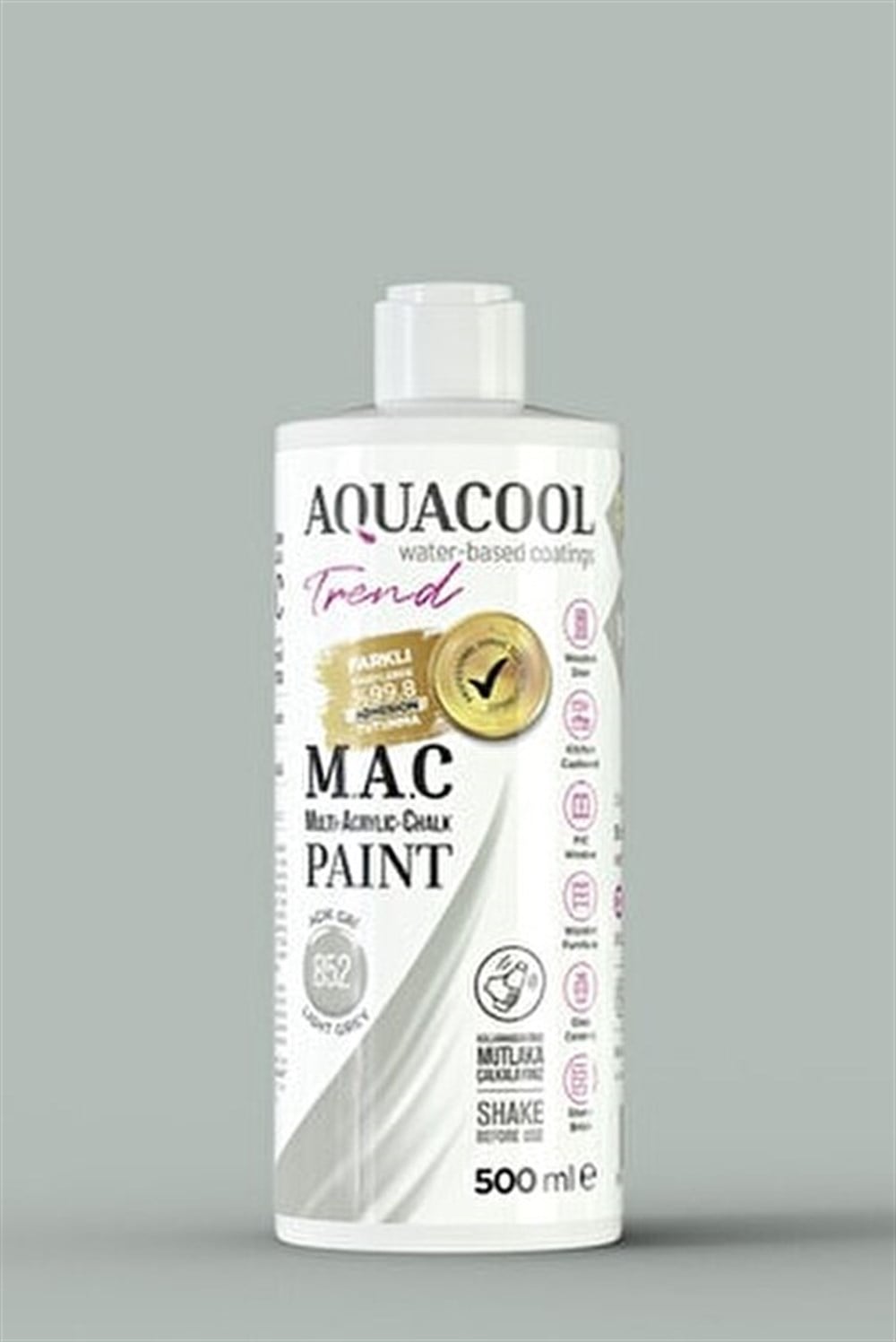 Aqua Cool Açık Gri 500 Ml. Trend Mac Hobi Boyası (T-0852/0,50)