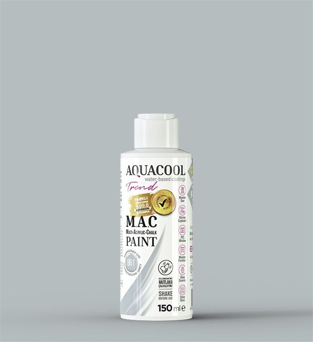 Aqua Cool İskandinav Gri 150 Ml. Trend Mac Hobi Boyası (T-0861/0,15)