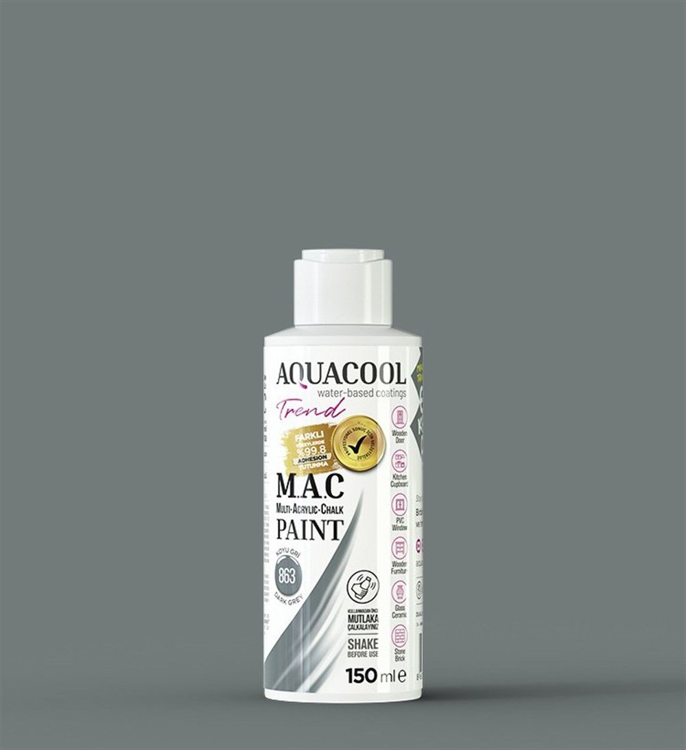 Aqua Cool Koyu Gri 150 Ml. Trend Mac Hobi Boyası (T-0863/0,15)