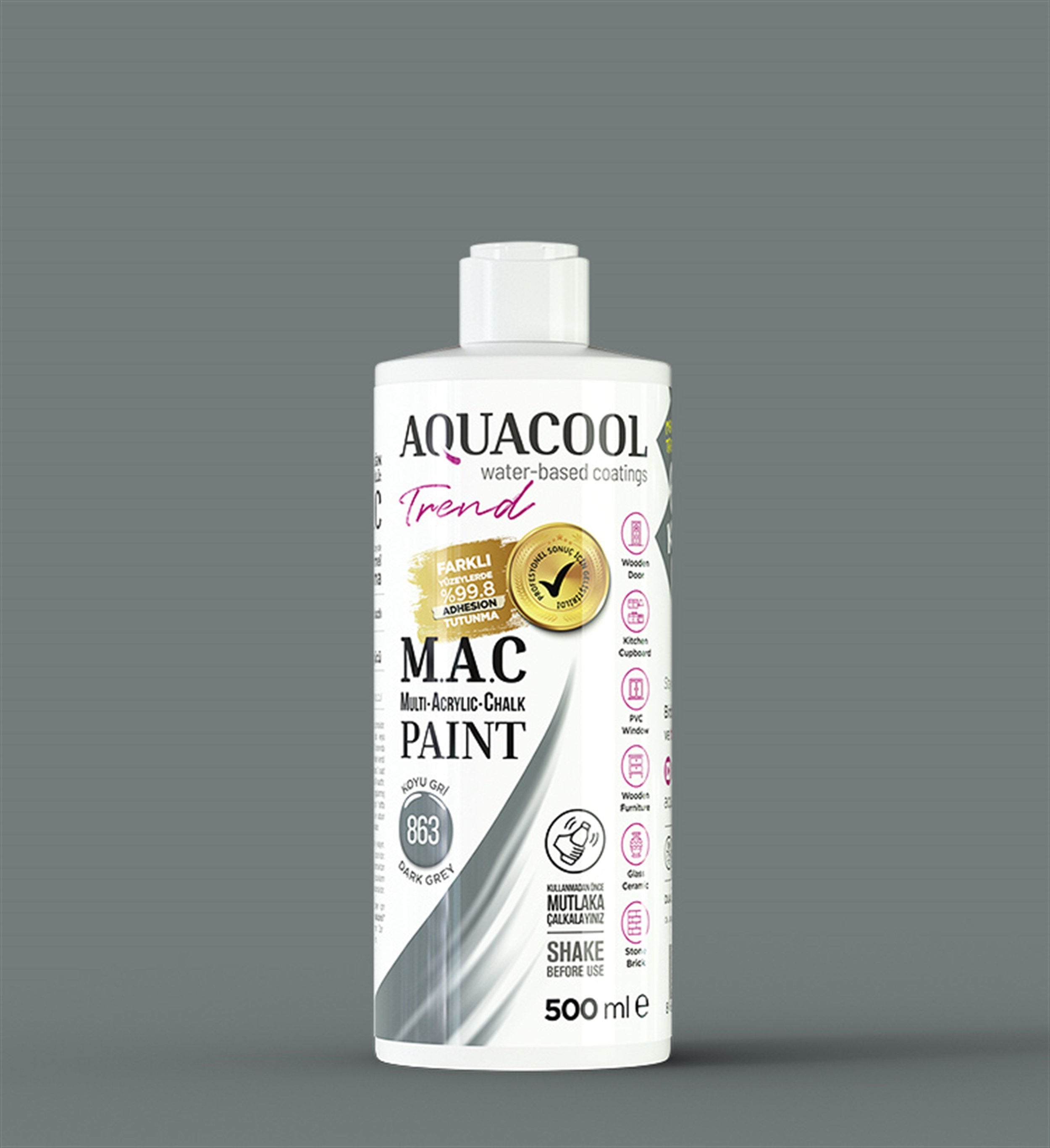 Aqua Cool Koyu Gri 1000 Ml. Trend Mac Hobi Boyası (T-0863/1,00)