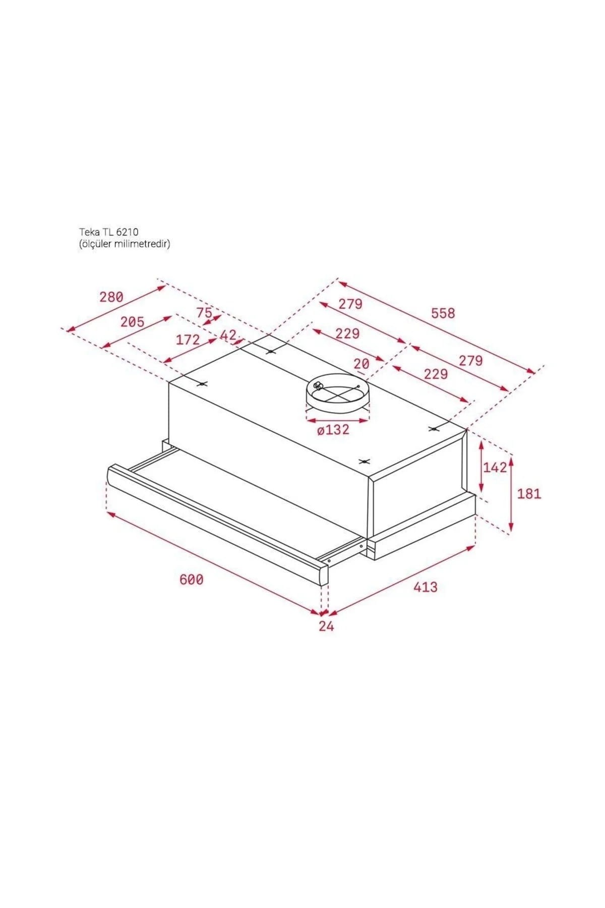 Teka TL 6210 IX Inox Sürgülü Aspiratör (TEKA.113080004)