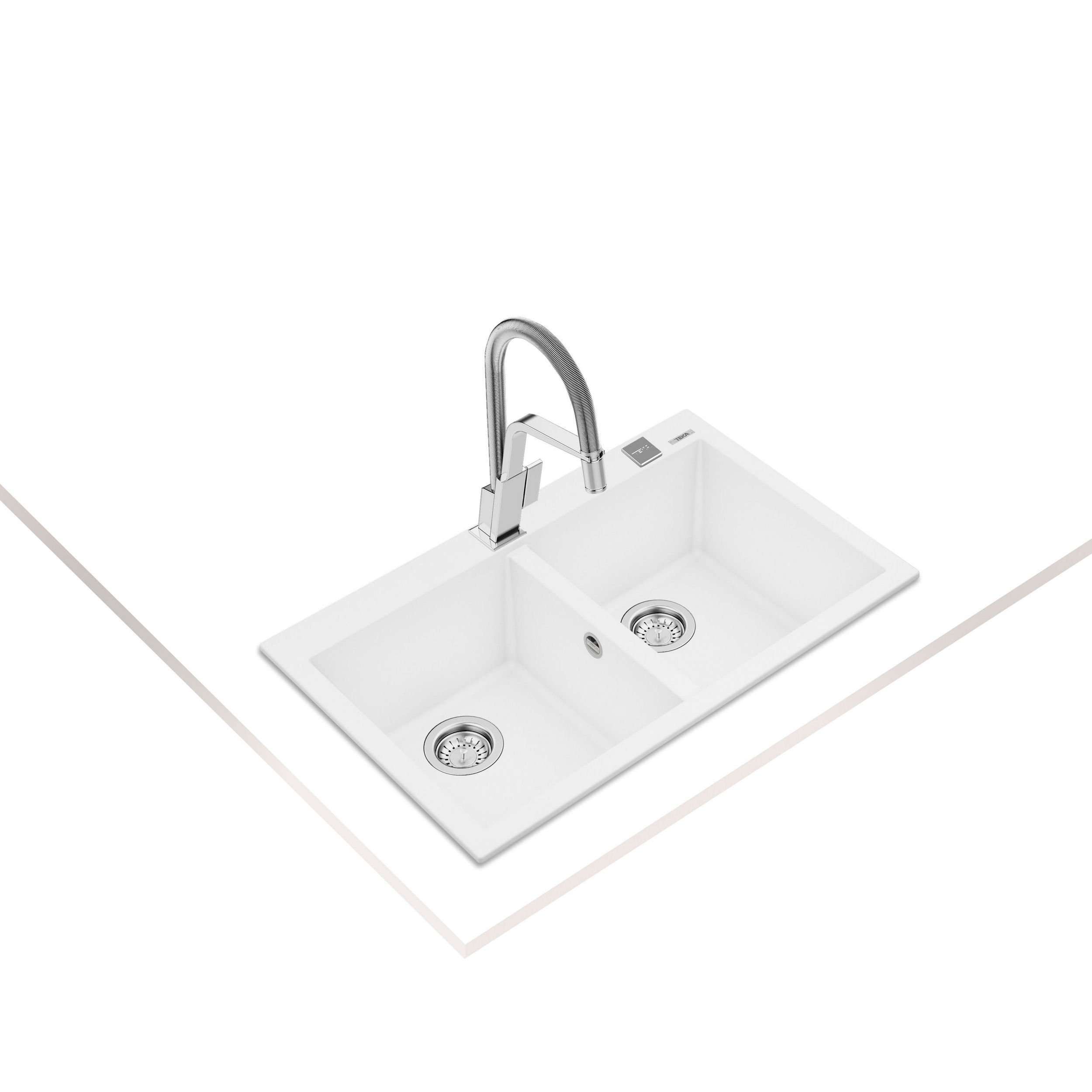 TEKA Beyaz Forsquare 790 TG Çift Gözlü Damlalıksız Granit Eviye (TEKA.115260018)