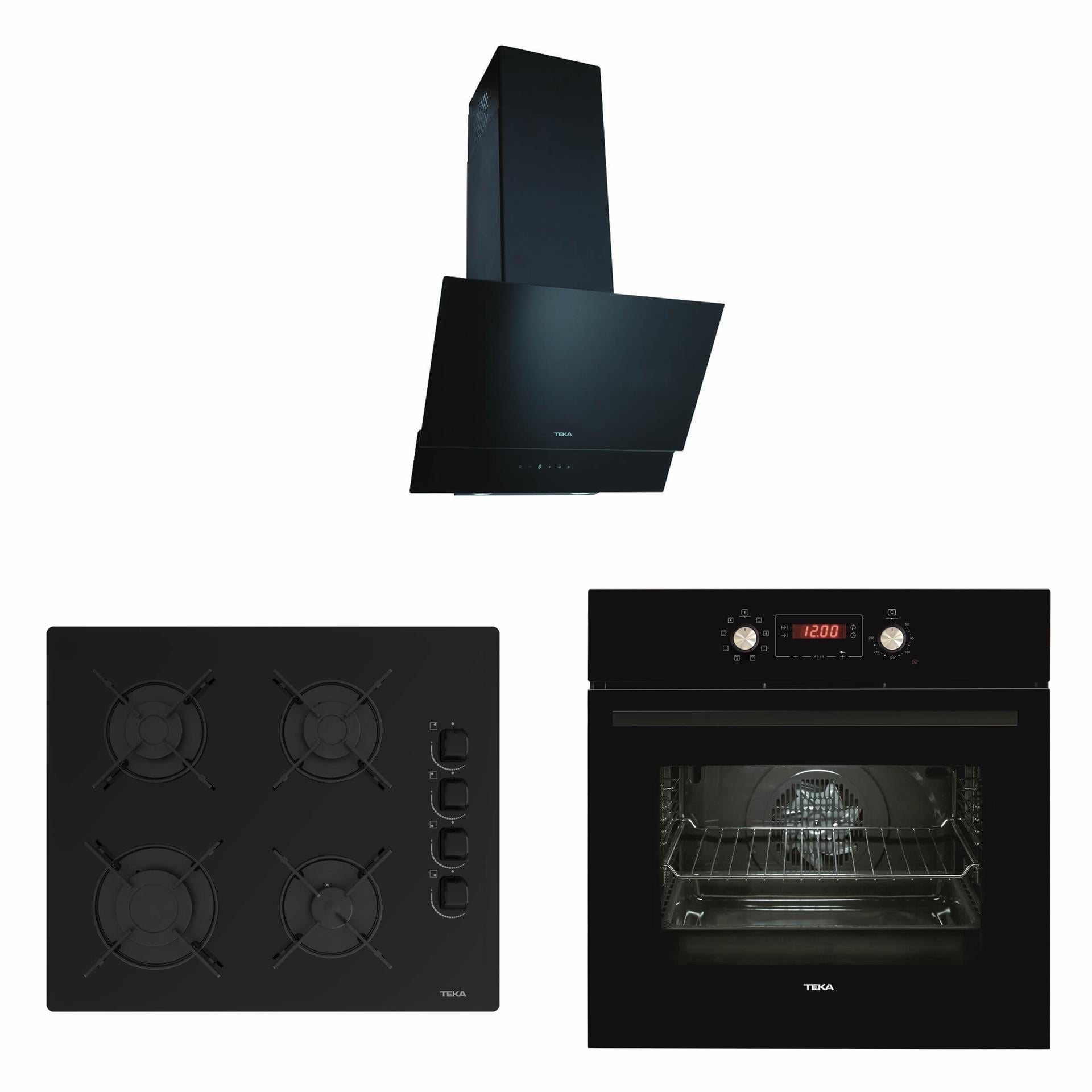 TEKA Siyah Cam Ankastre Set (3' Lü Set)