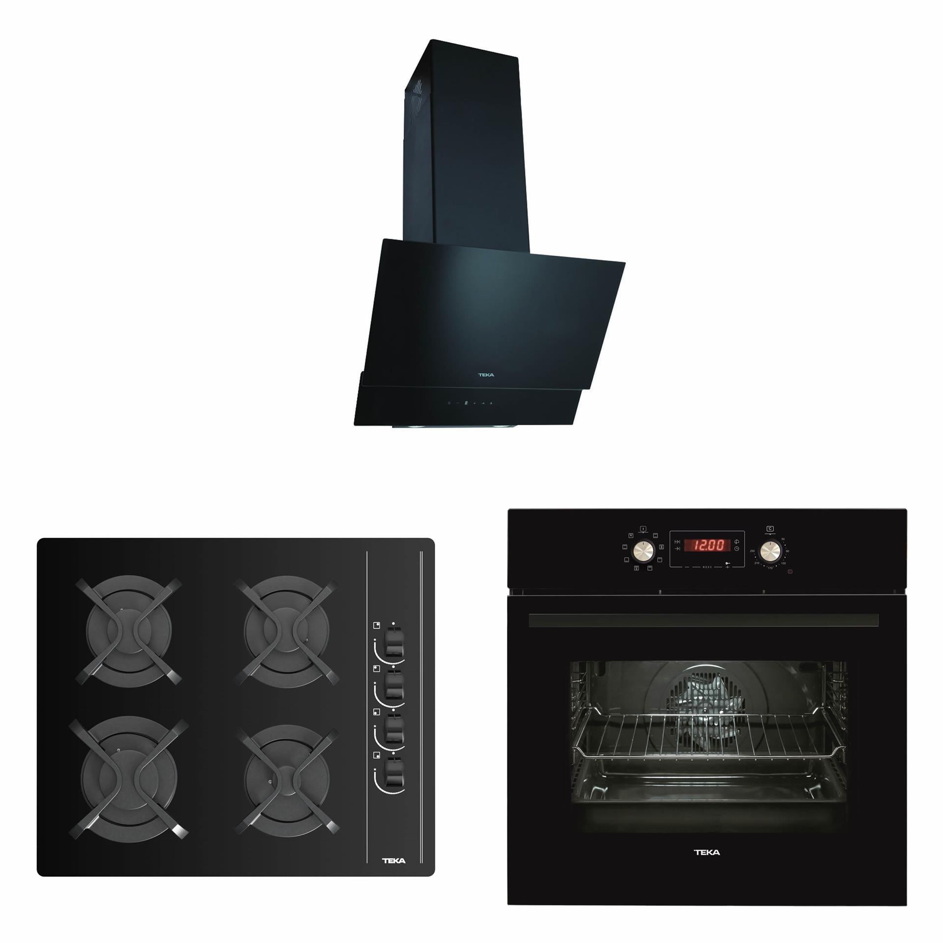 TEKA Siyah Cam Ankastre Set (3' Lü Set)