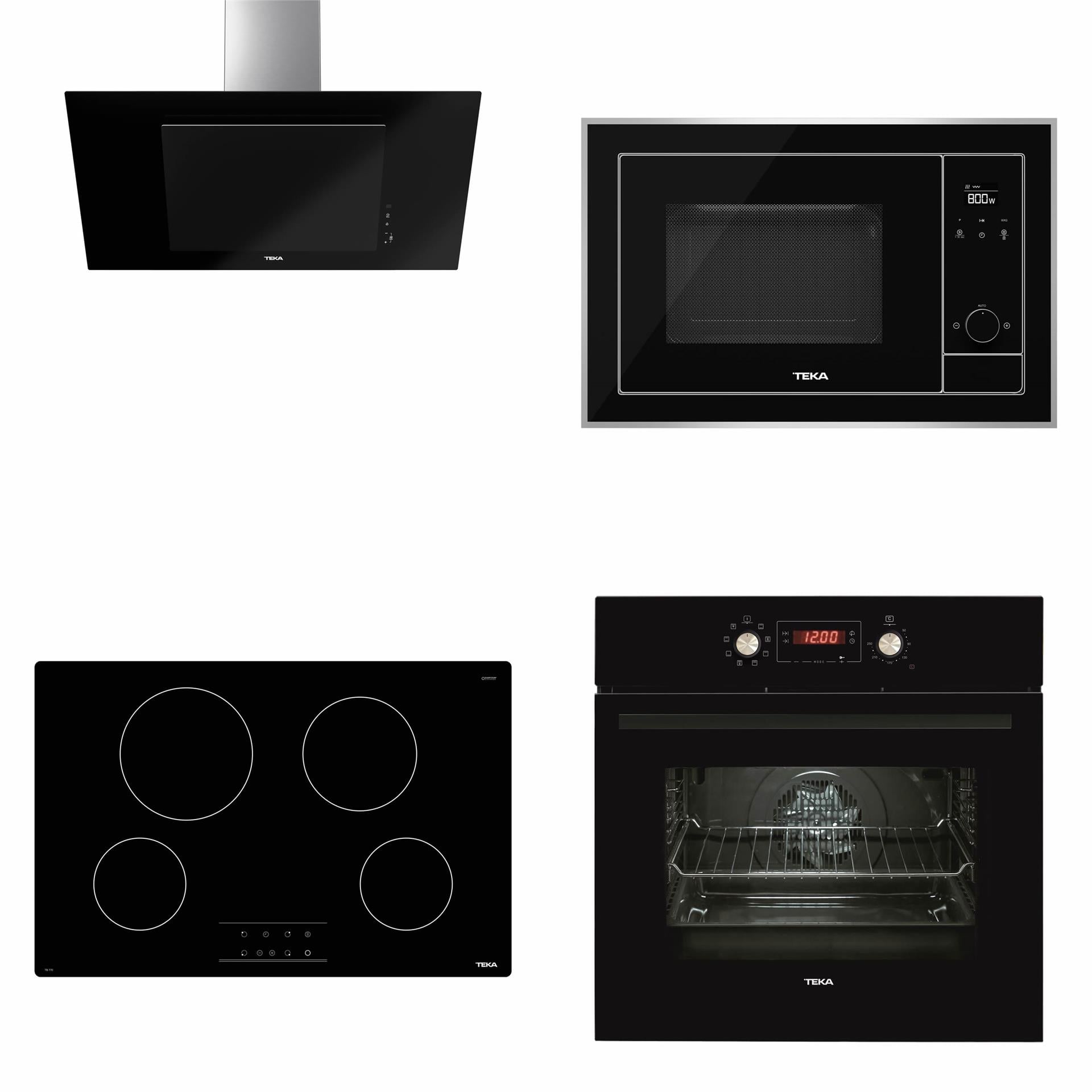 TEKA Siyah Cam Ankastre Set (4' Lü Set)