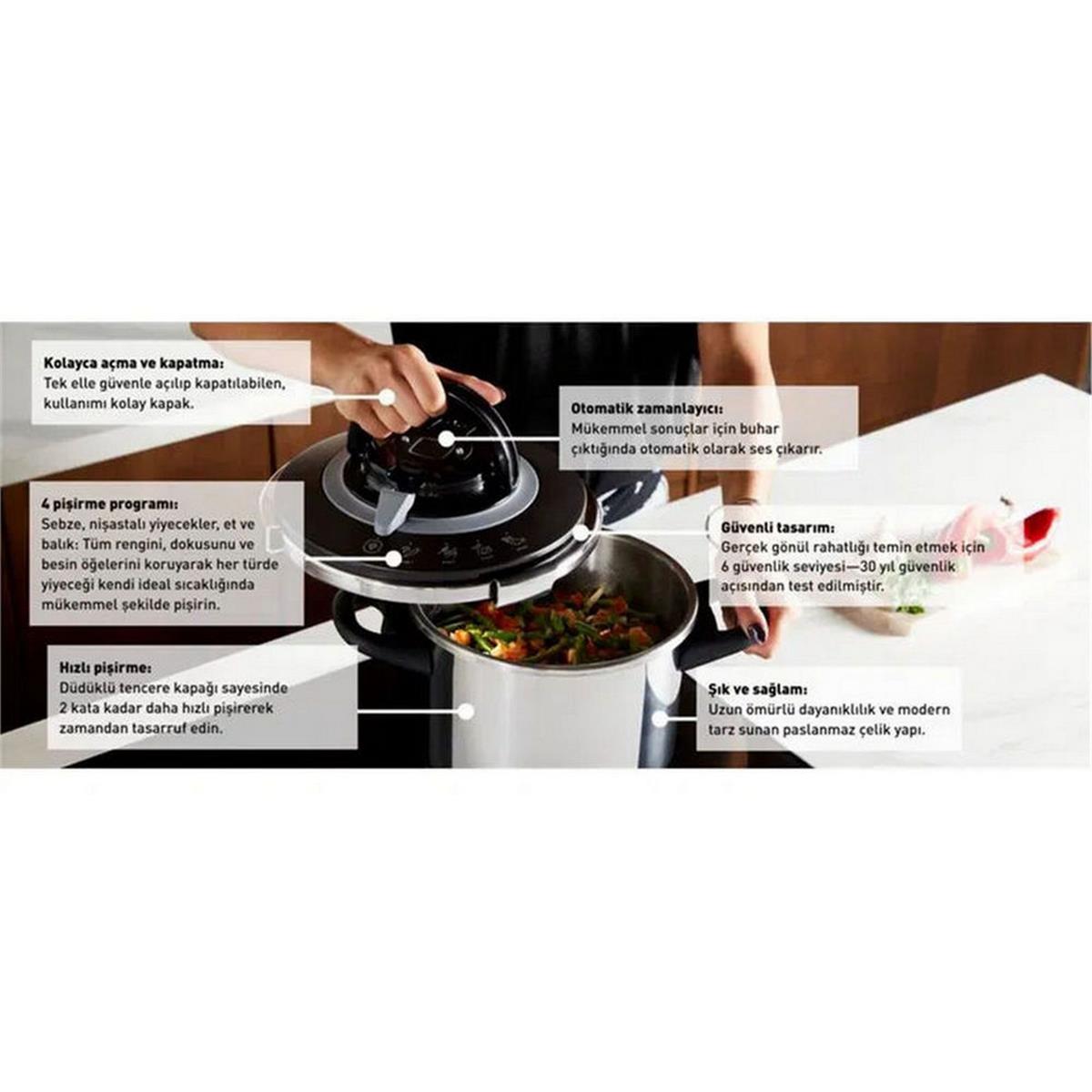 Tefal 6 Litre Clipso+ Chef Düdüklü Tencere (TFL-1510002662)