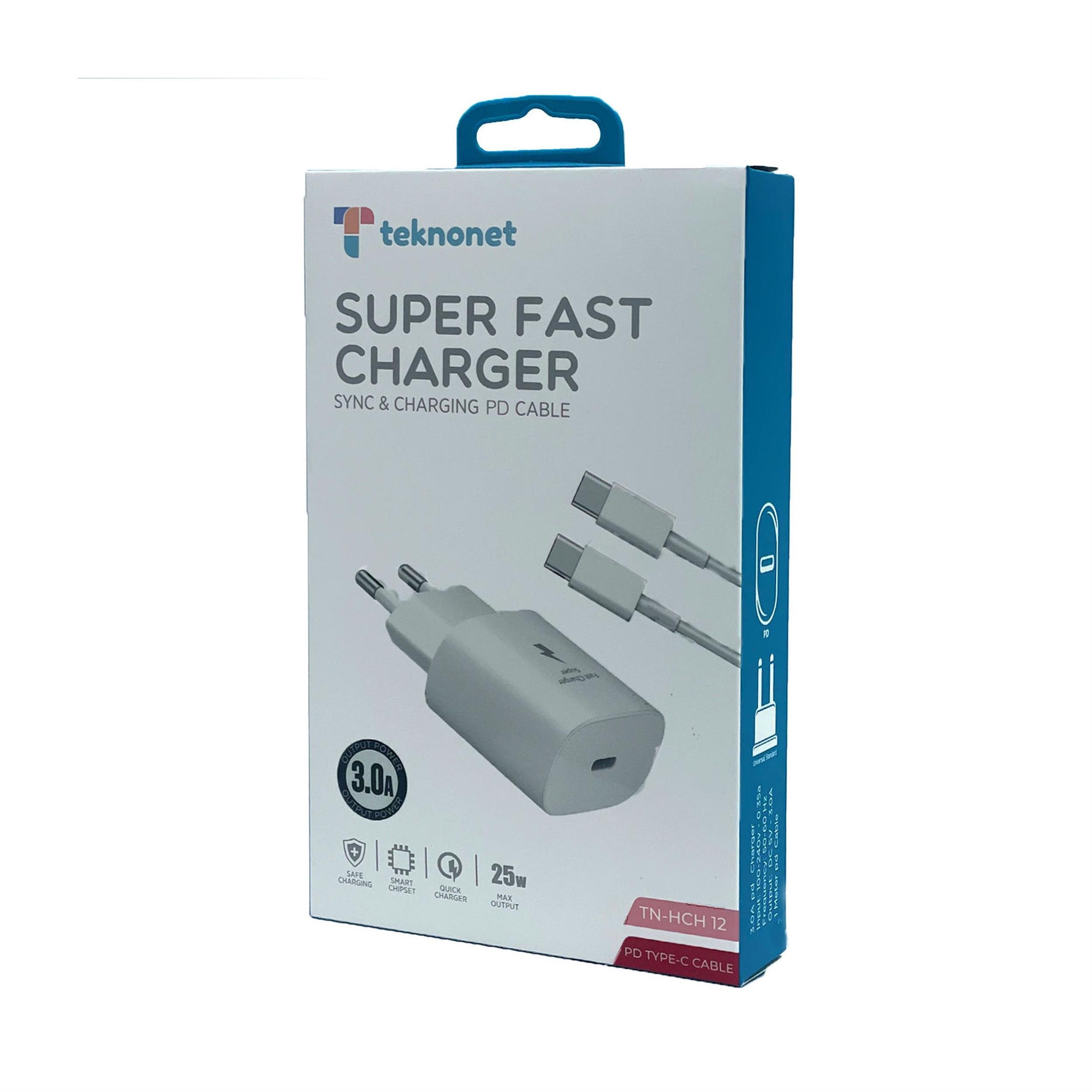 Teknonet 25 Watt 3000 mAh Type-C Kablo + Şarj Aleti (TN-HCH12)