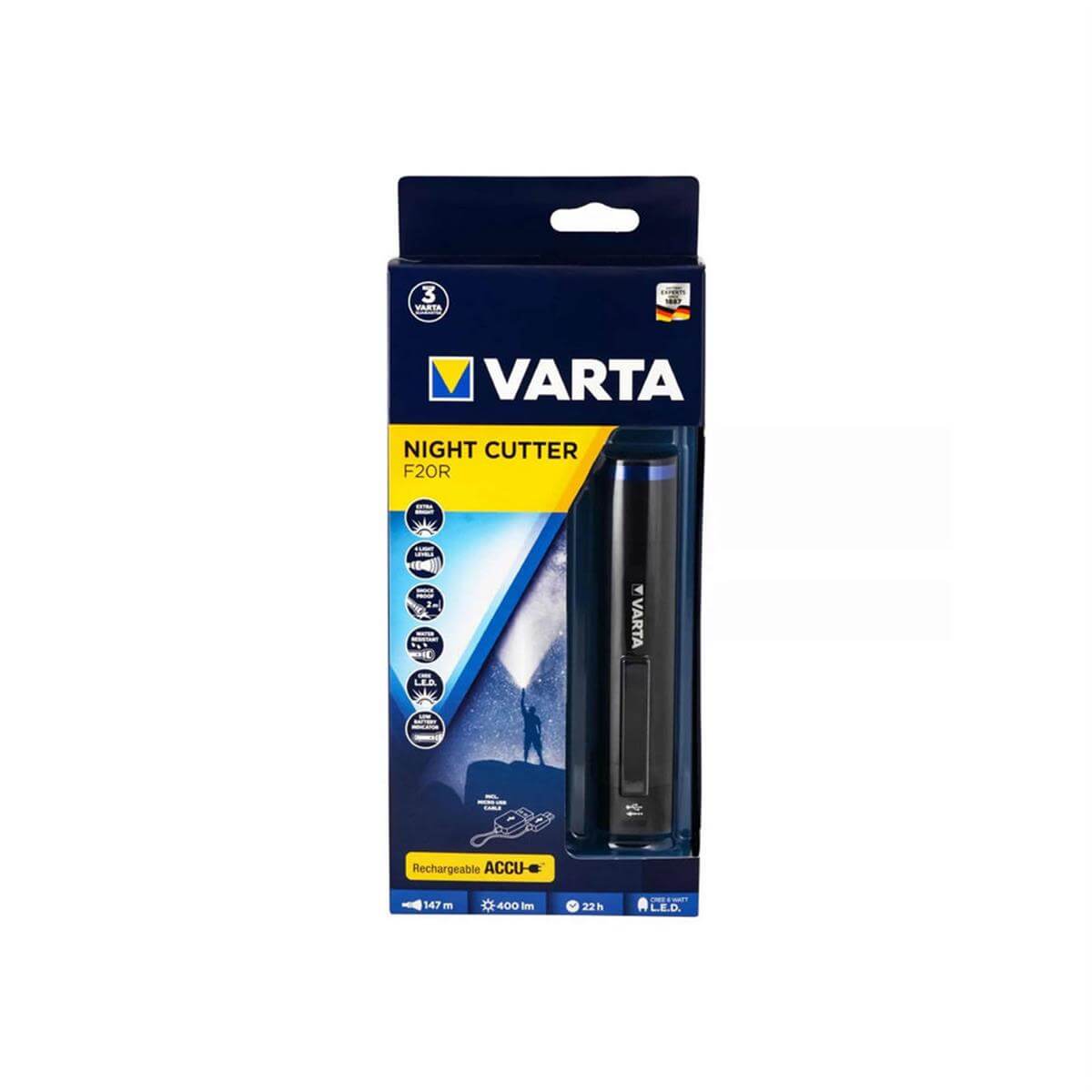 Varta Night Cutter F20R 6 Watt LED Şarjlı Fener (VARTA.18900)