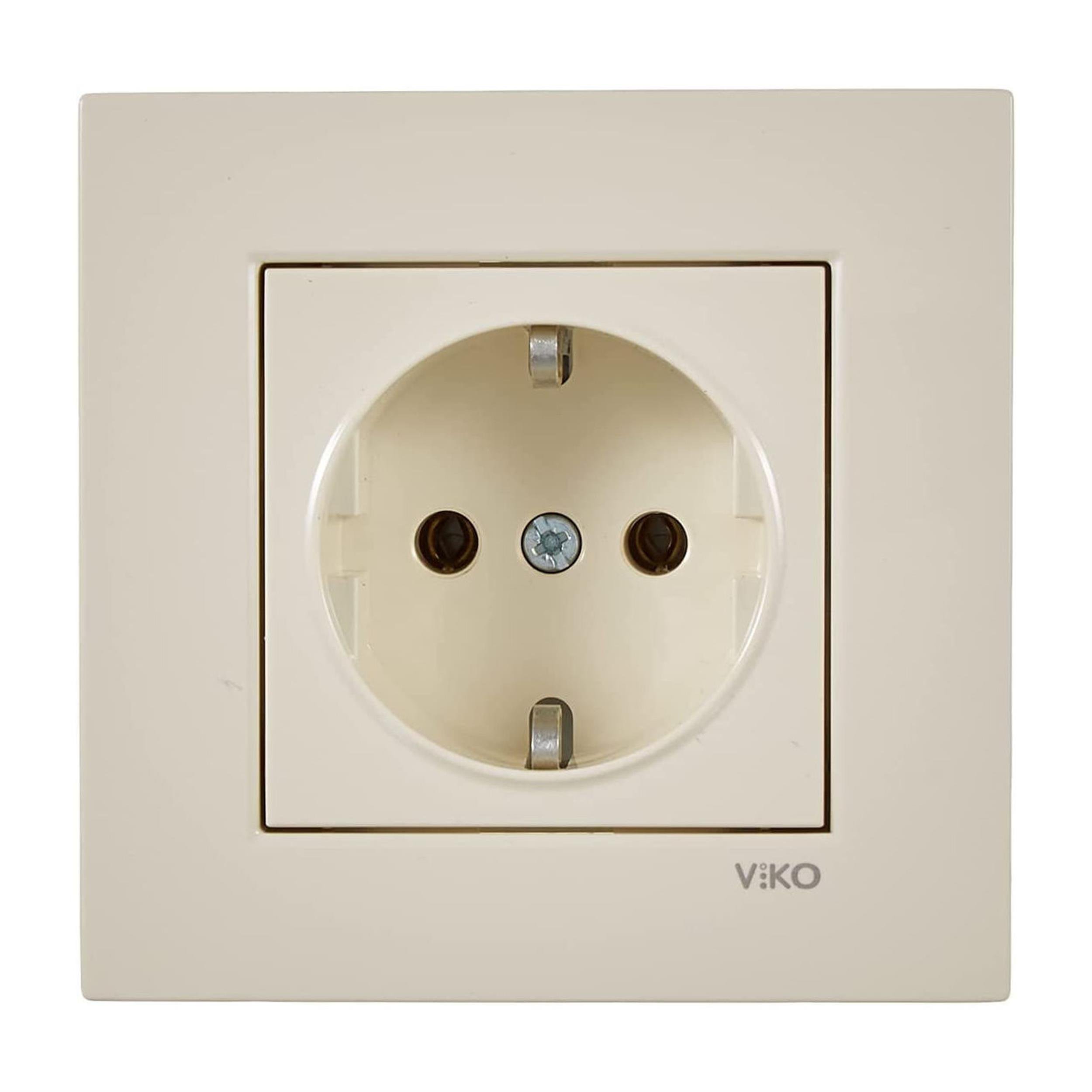VİKO Krem Karre Topraklı Priz (VK-90960808)