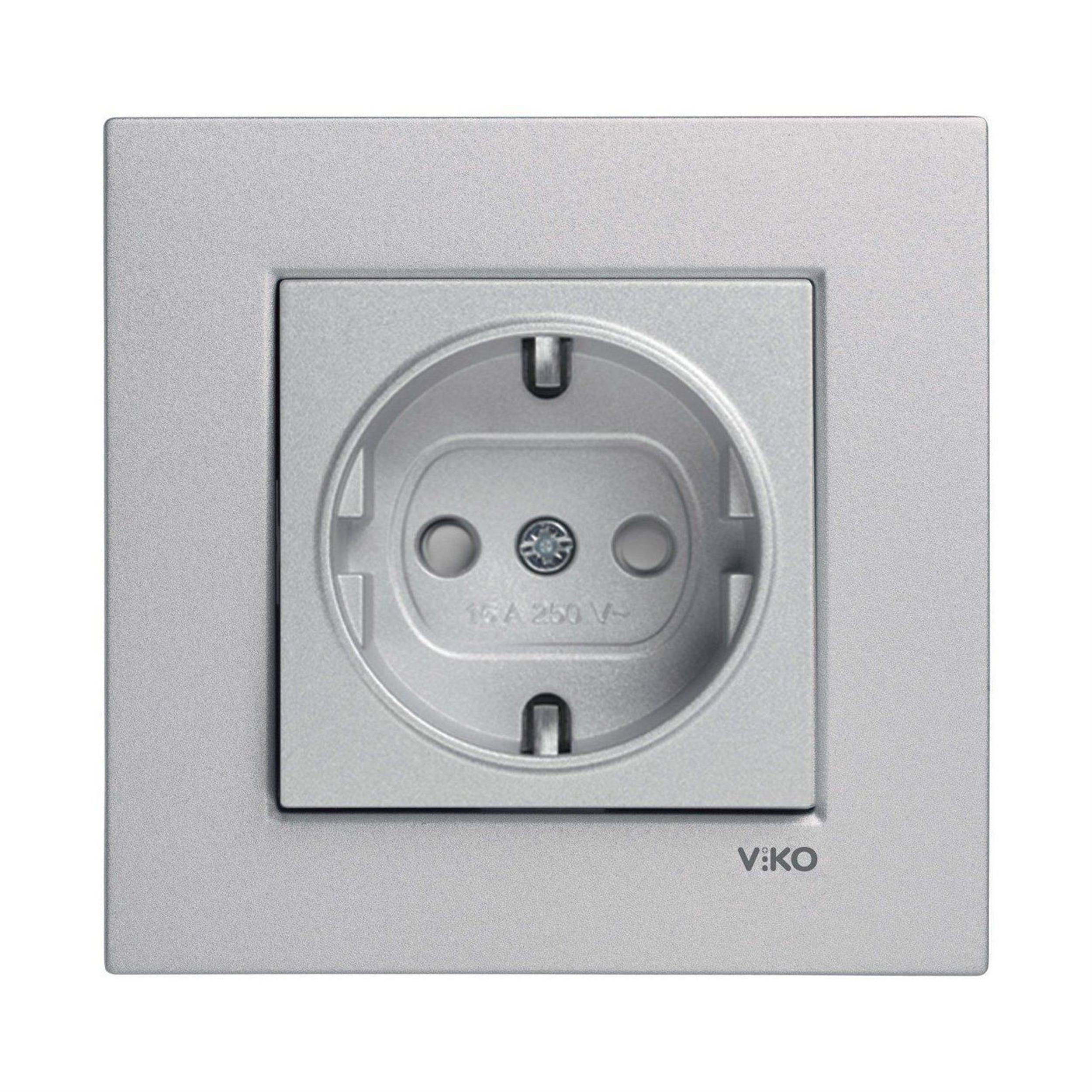 VİKO Gümüş Novella Topraklı Priz (Mekanizma Dahil) (VK-92005042)