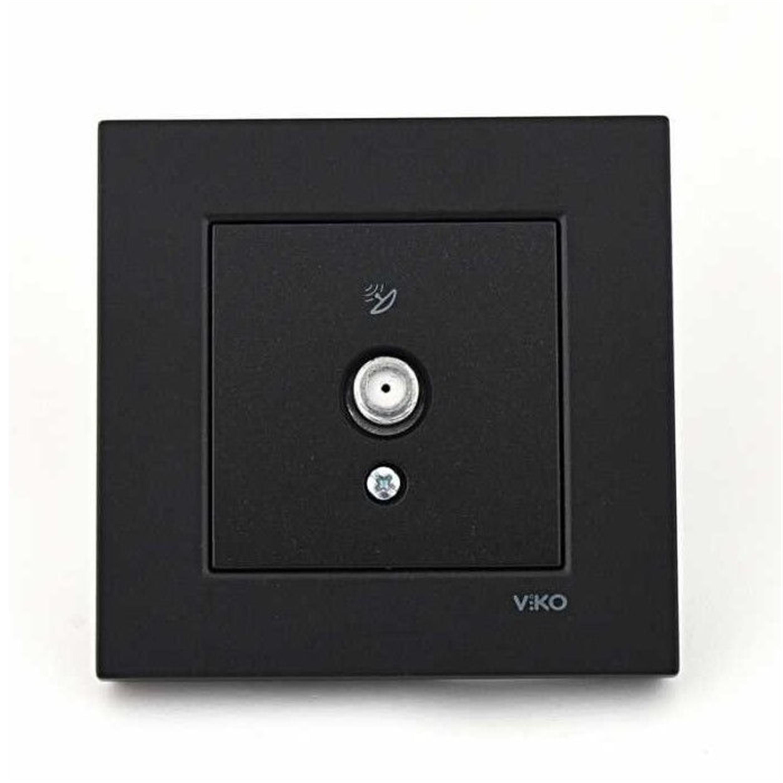 VİKO Siyah Novella F Konnektör Sonlu Uydu Prizi  (Mekanizma Dahil) (VK-92005596)