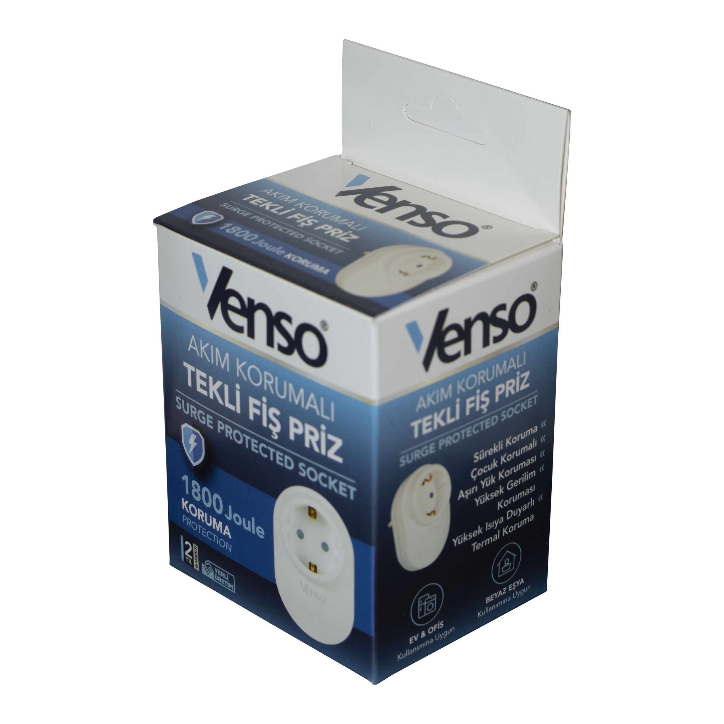 Venso Akım Korumalı Duvar Tipi Tekli Priz (VN6001)