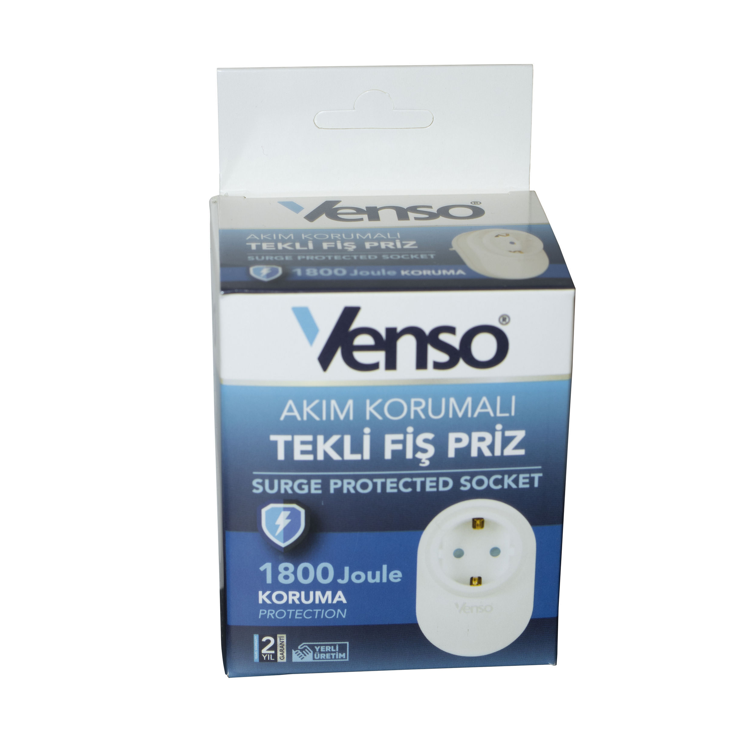Venso Akım Korumalı Duvar Tipi Tekli Priz (VN6001)