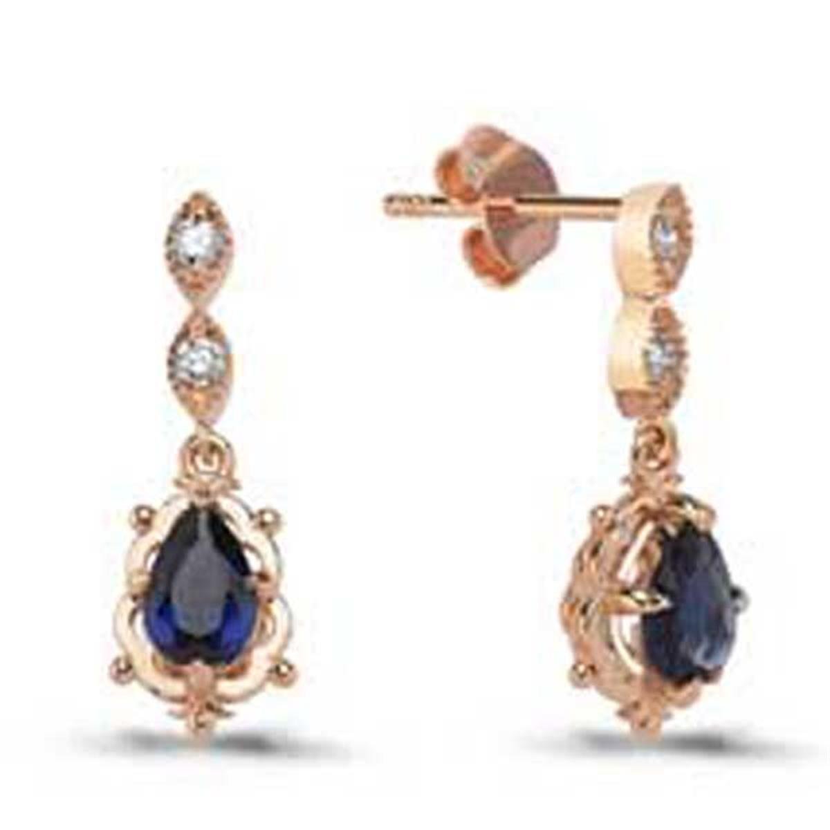 0.77 Karat Pırlanta Safir Küpe L056589