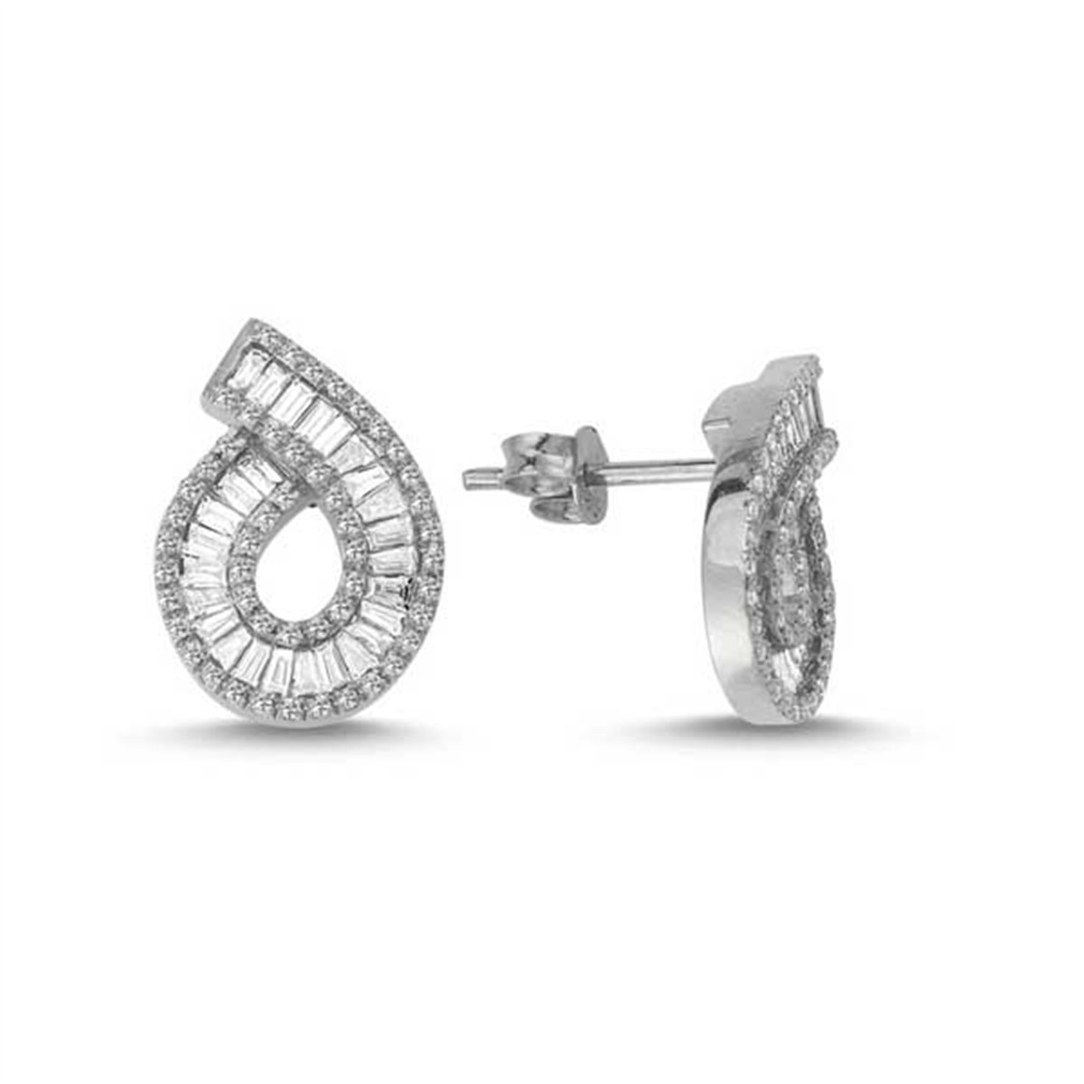 0.91 Karat Pırlanta Baget Küpe L047425