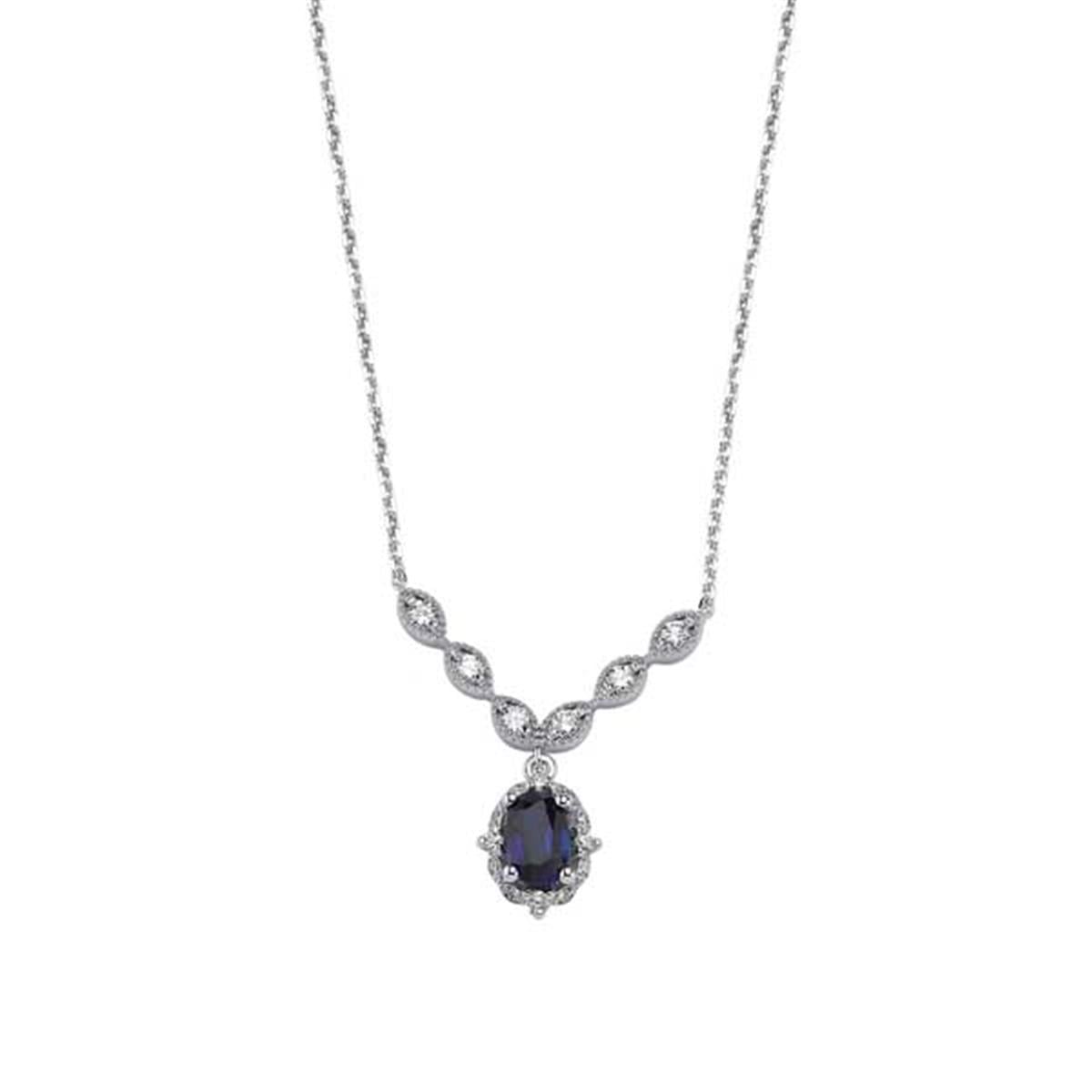 0.90 Karat Pırlanta Safir Kolye L056565