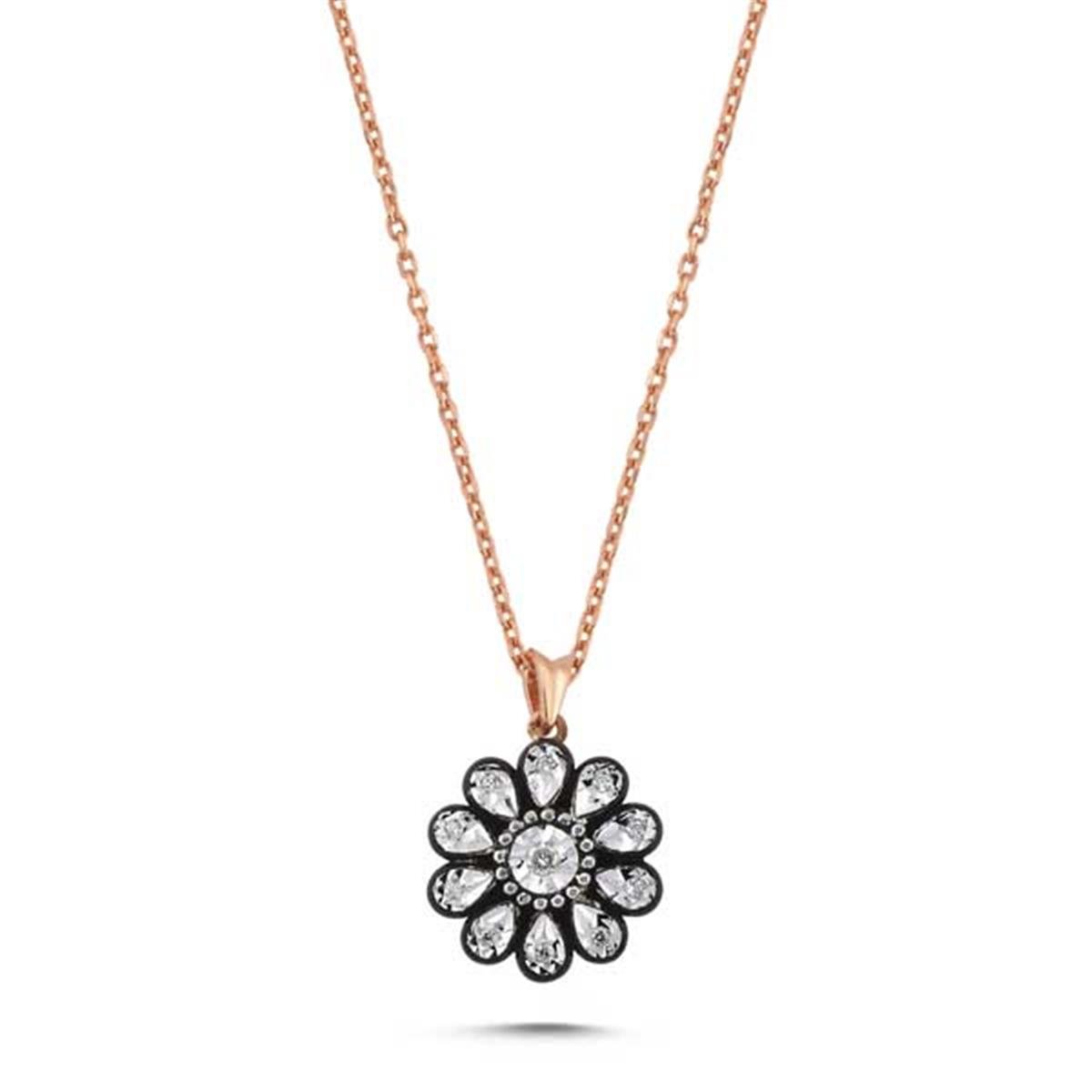 0.05 Karat Elmas Gül Kolye L060143