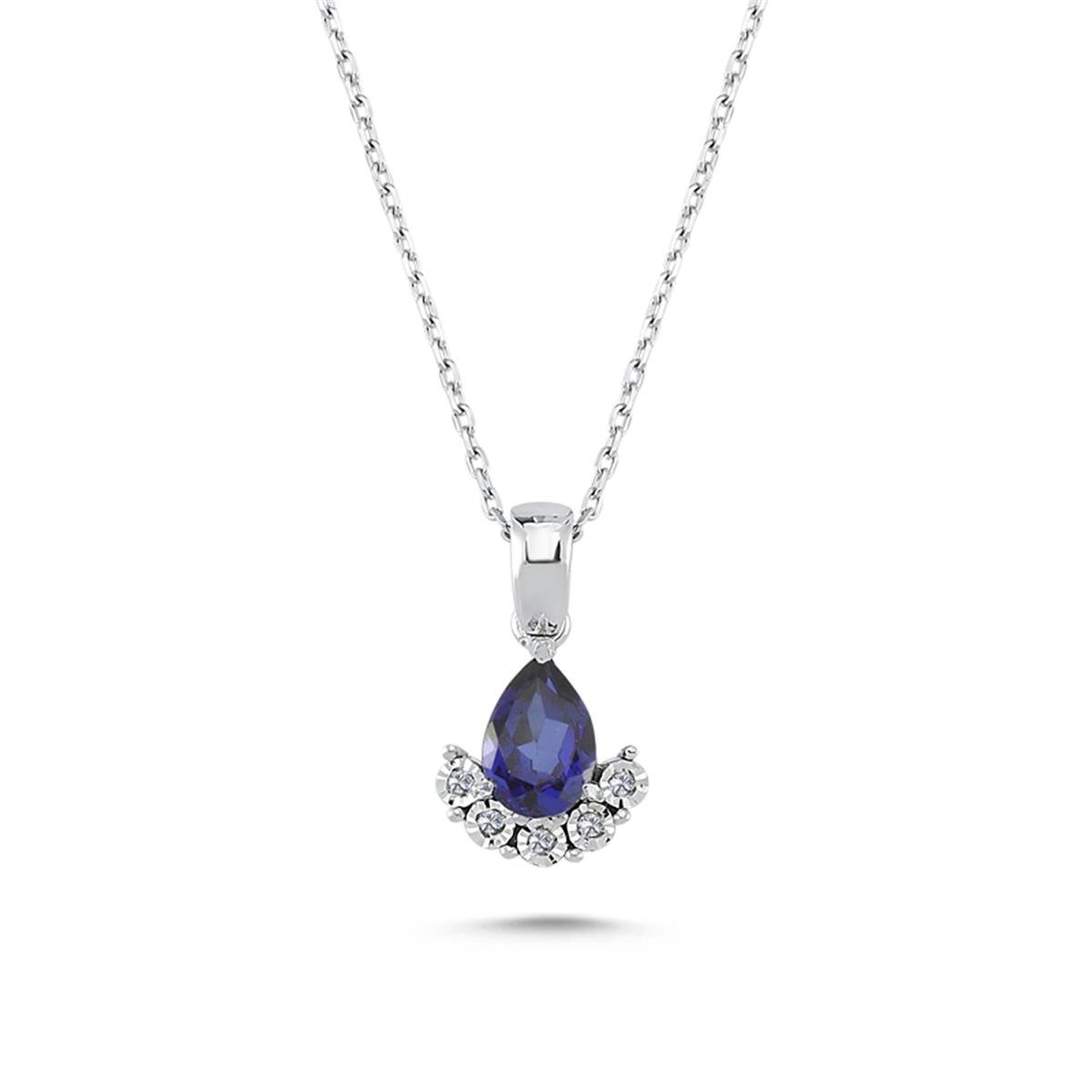 0.94 Karat Pırlanta Safir Kolye L055689