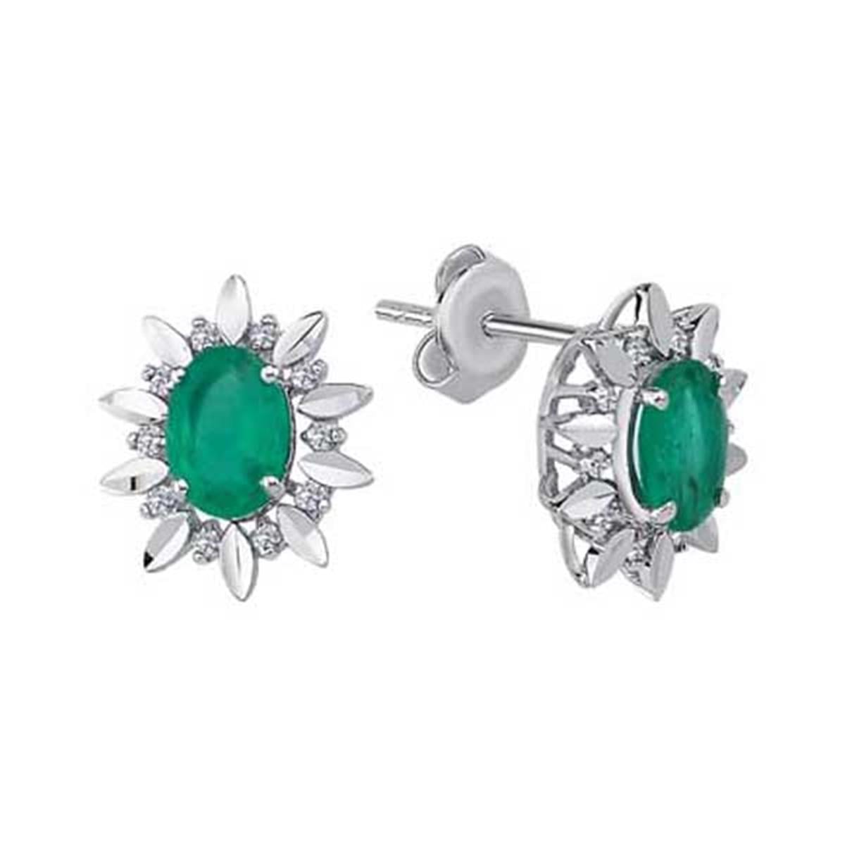 1.20 Karat Pırlanta Zümrüt Küpe L047349