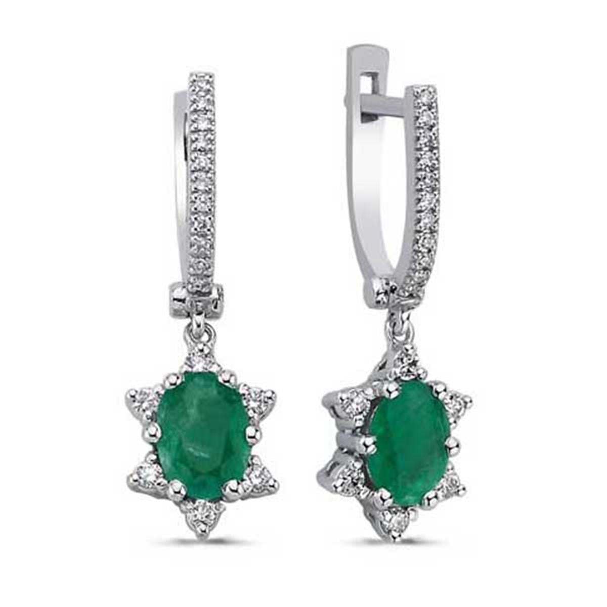 1.60 Karat Pırlanta Zümrüt Küpe L053674