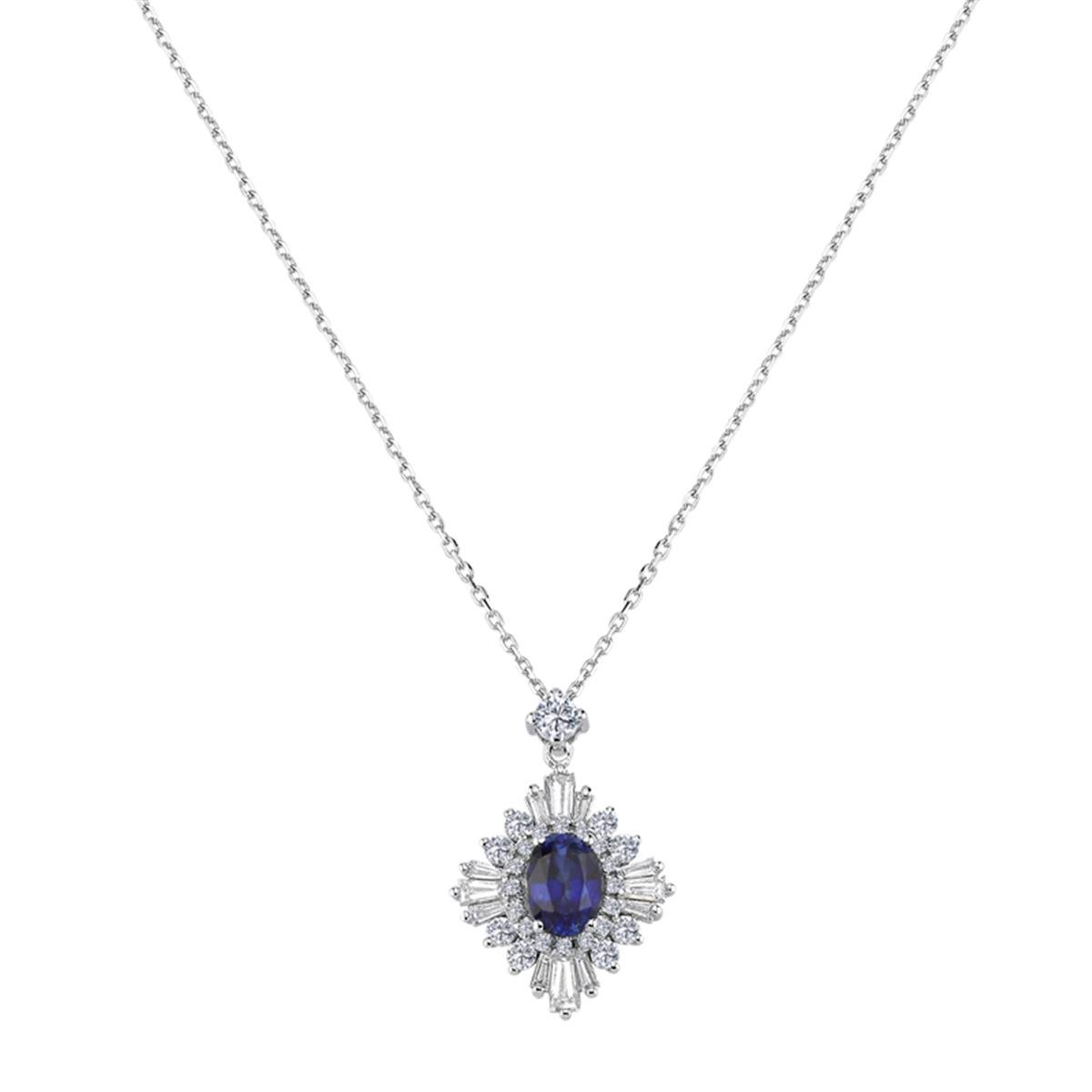 1.40 Karat Pırlanta Safir Kolye L052711