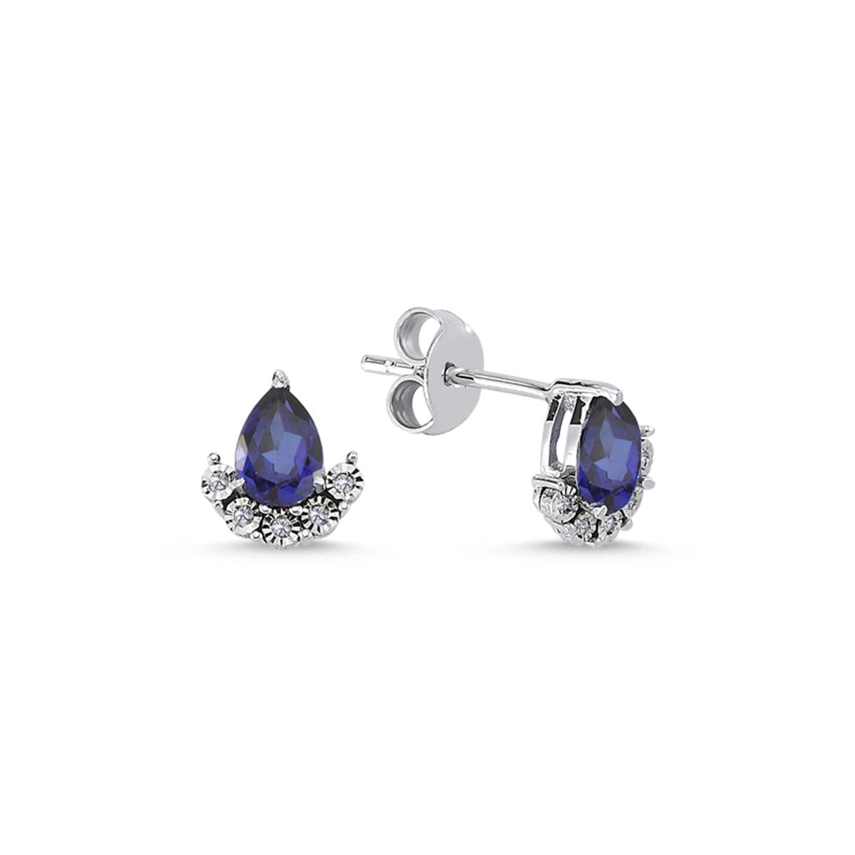 1.96 Karat Pırlanta Safir Küpe L055690