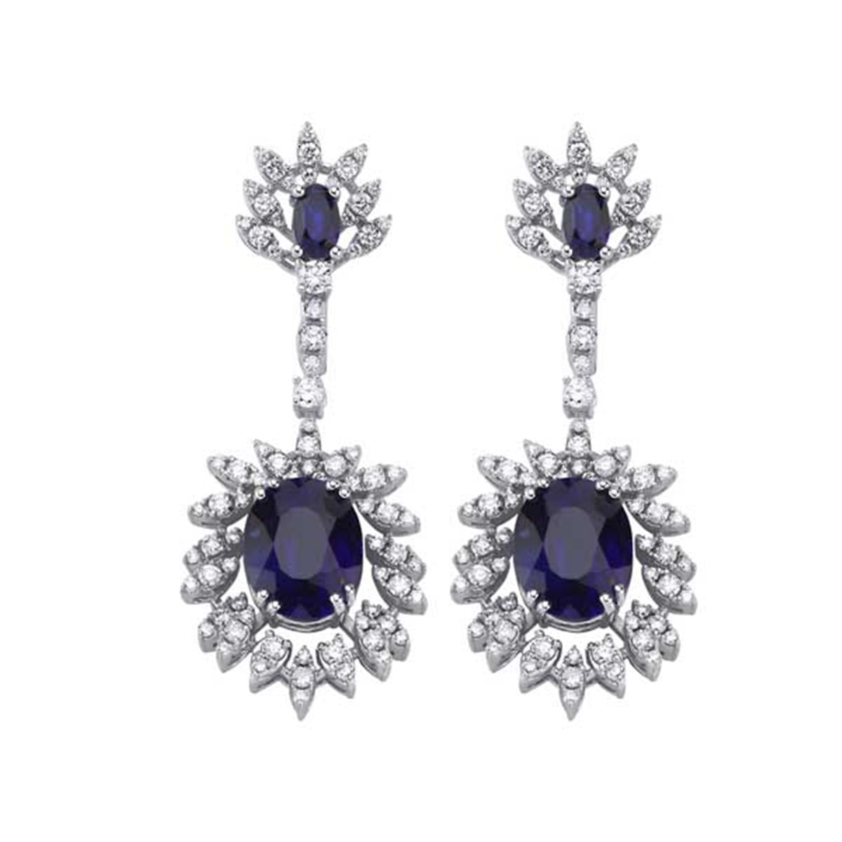 9.74 Karat Pırlanta Safir Küpe L055688
