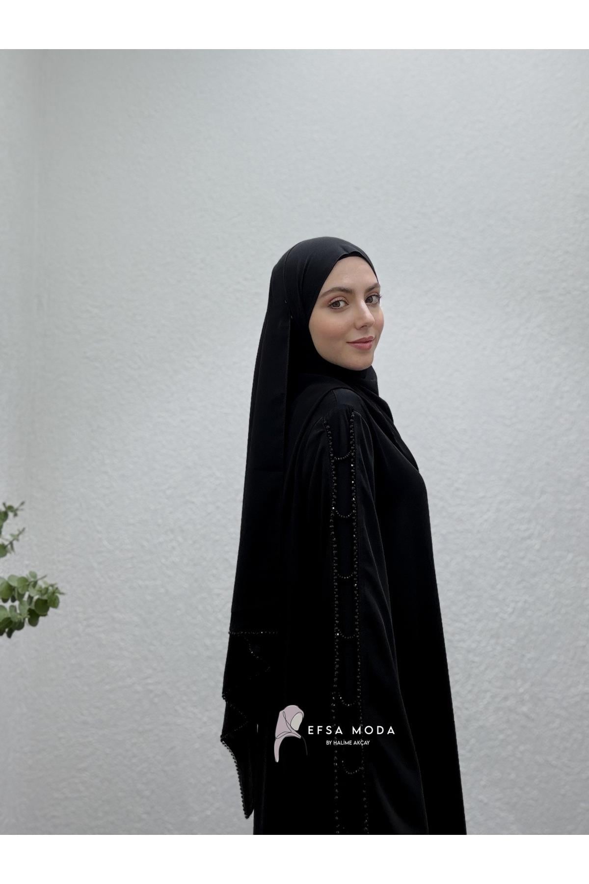 ✨ Taşlı Siyah Ferace ✨