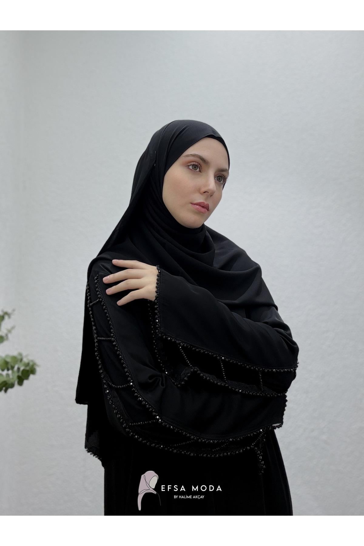 ✨ Taşlı Siyah Ferace ✨