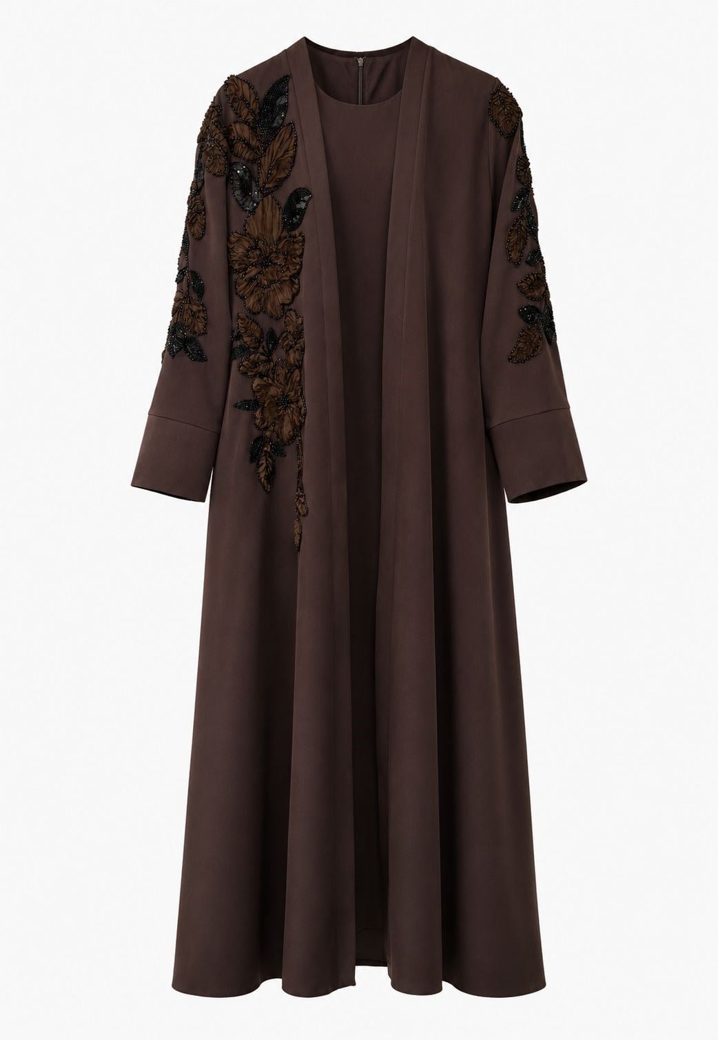 Abraham Saten Nakış Detaylı Abaya Elbise