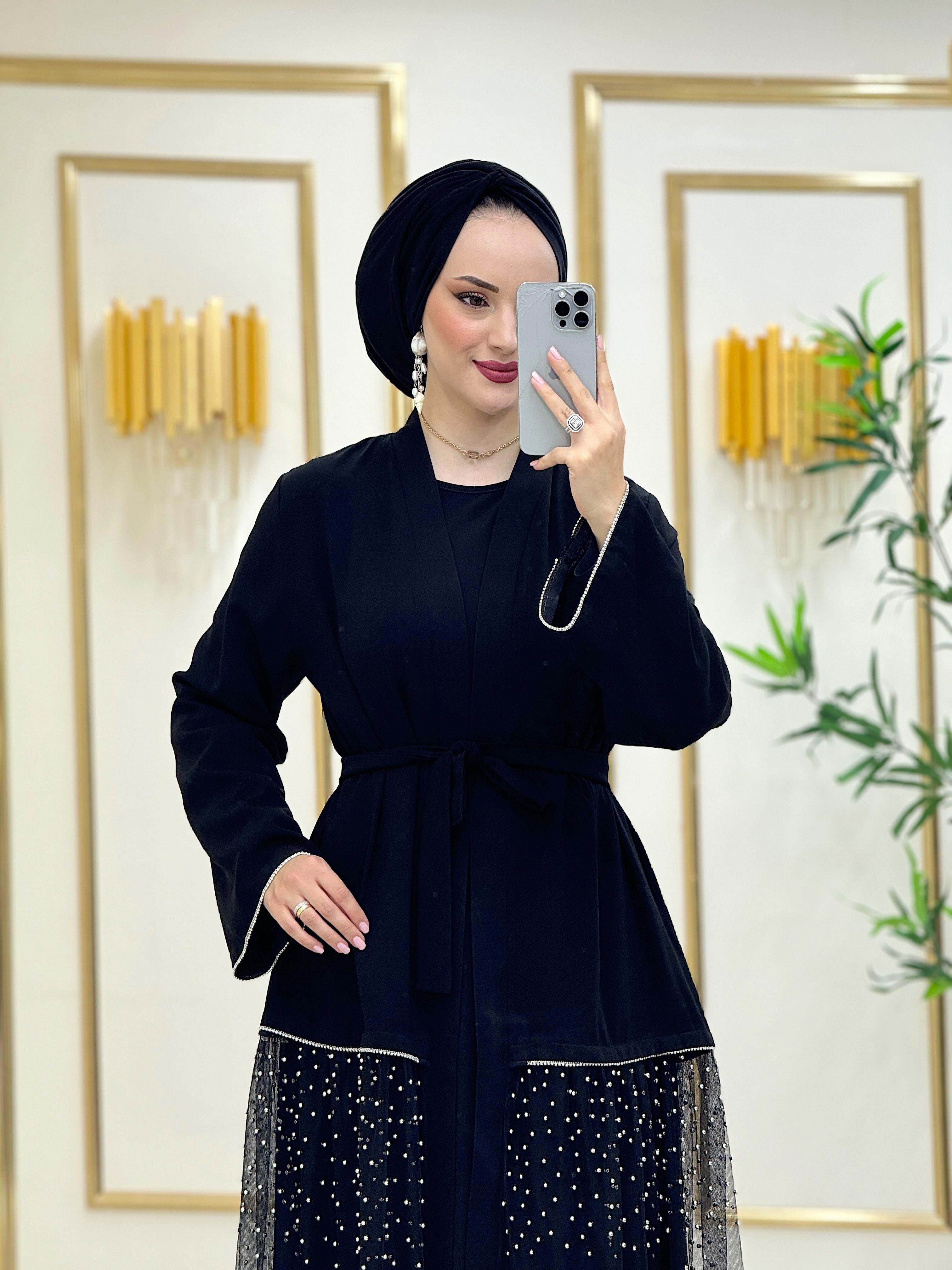 Azra Abaya Takım Siyah