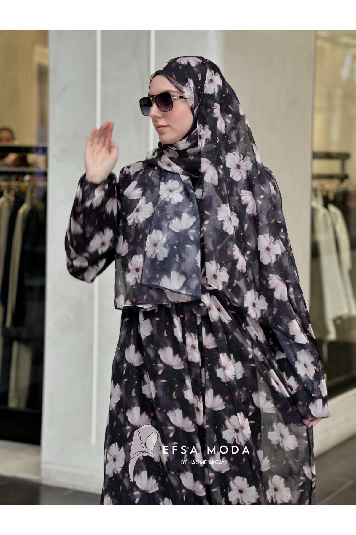 Bahar Abaya Siyah Takım