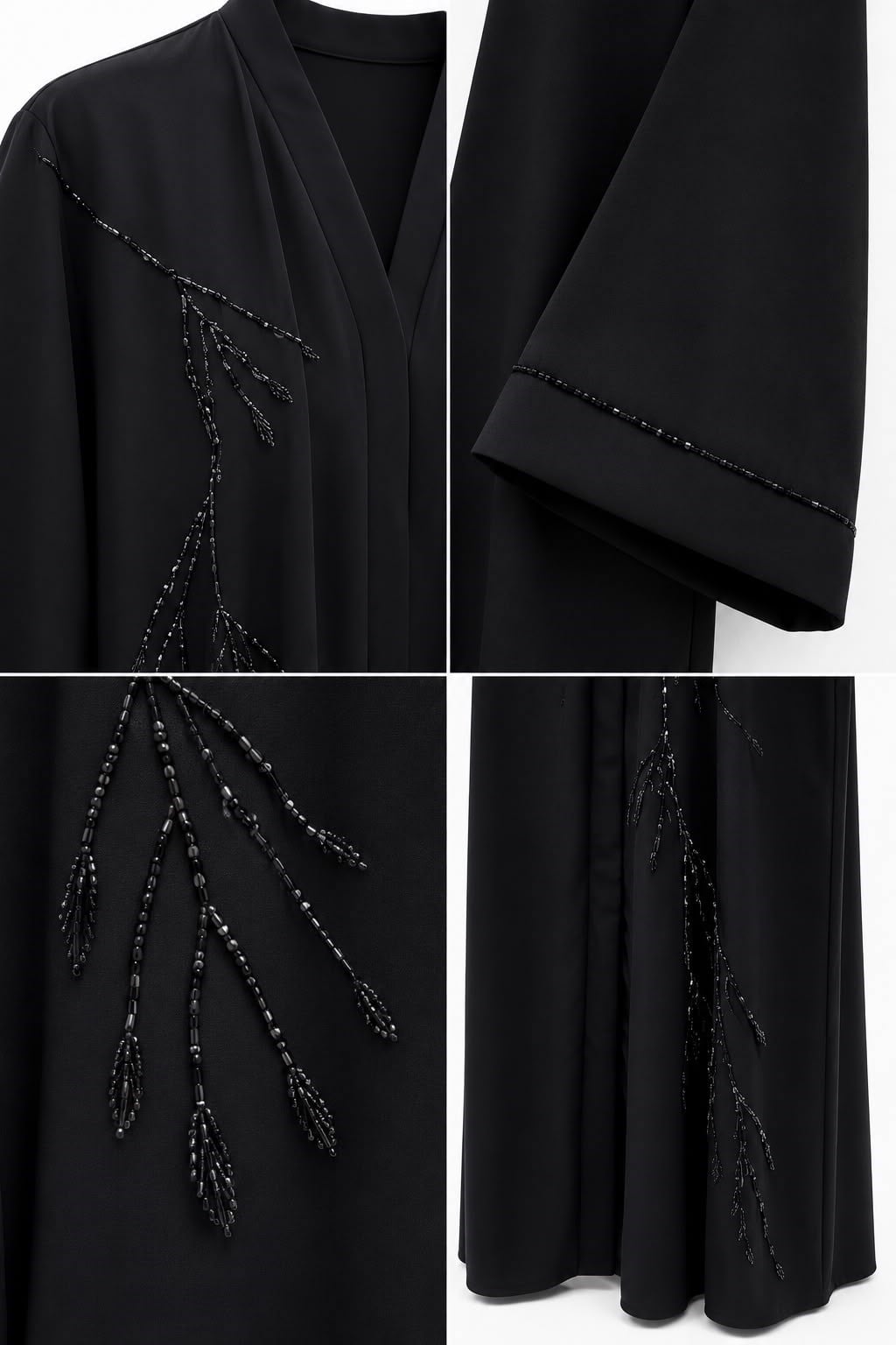 Dubai İpeği Özel Kasnak İşlemeli Ferace / Abaya