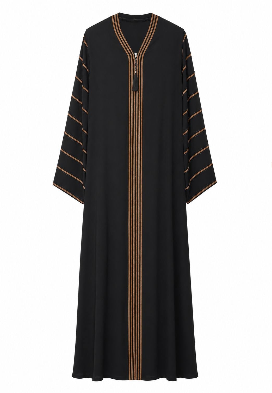 Dubai Kumaş Şerit Detaylı Abaya