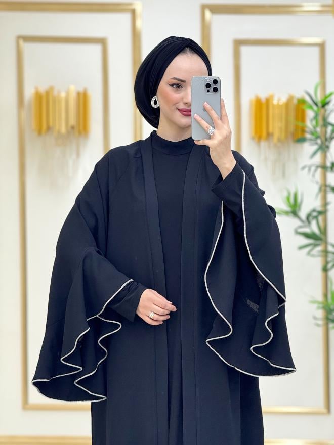 Eflin Volan Kollu Abaya Siyah