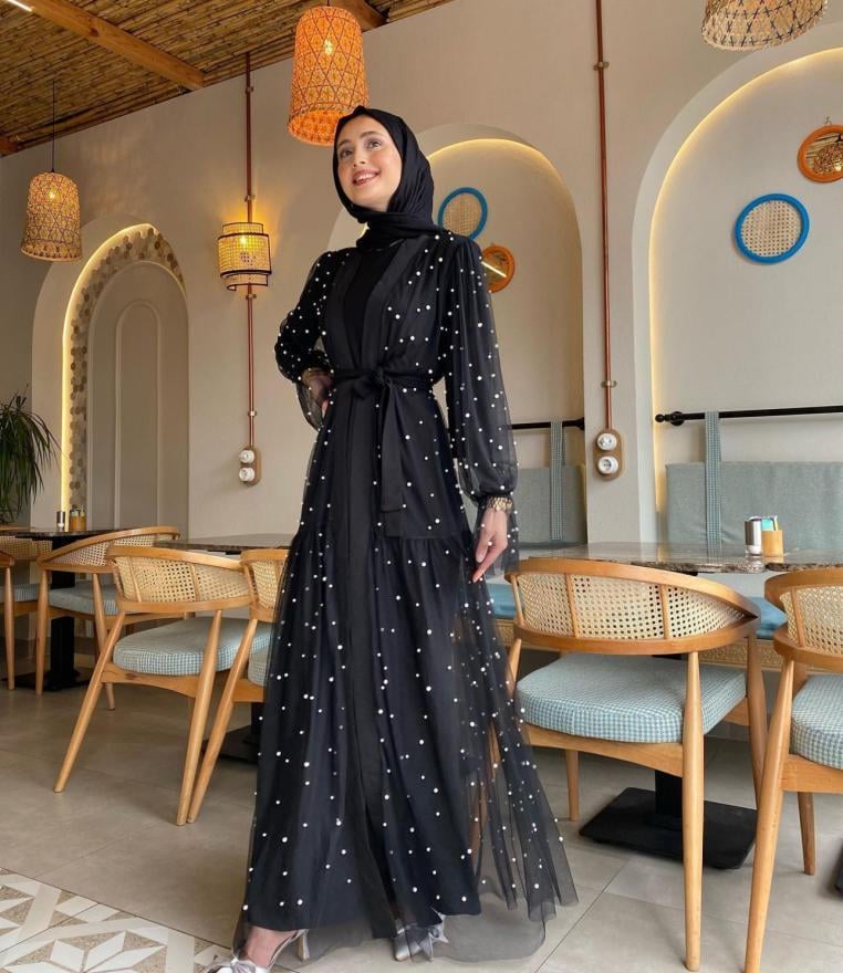 İnci tül abaya