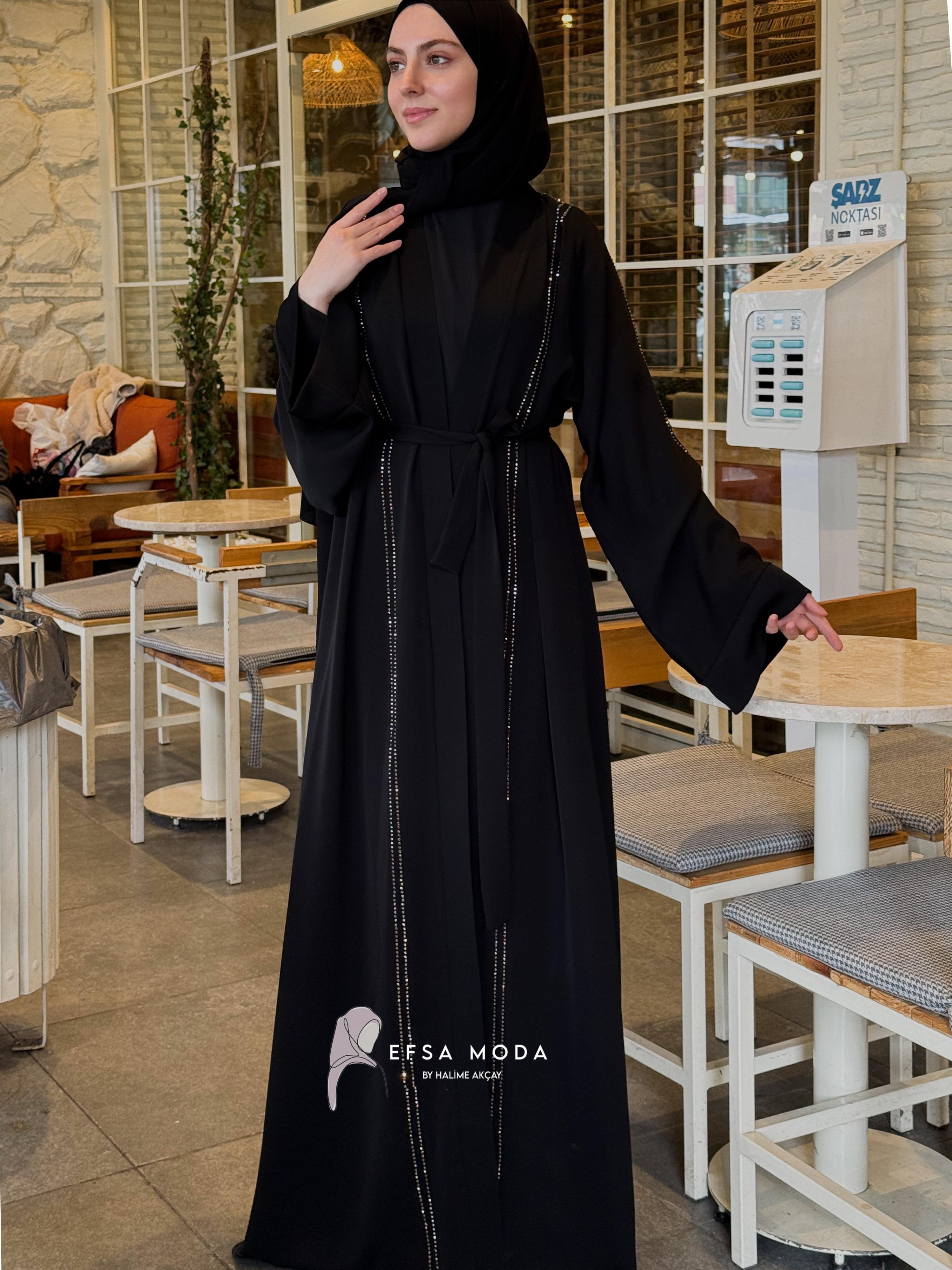 IŞILTI ŞERİT ABAYA