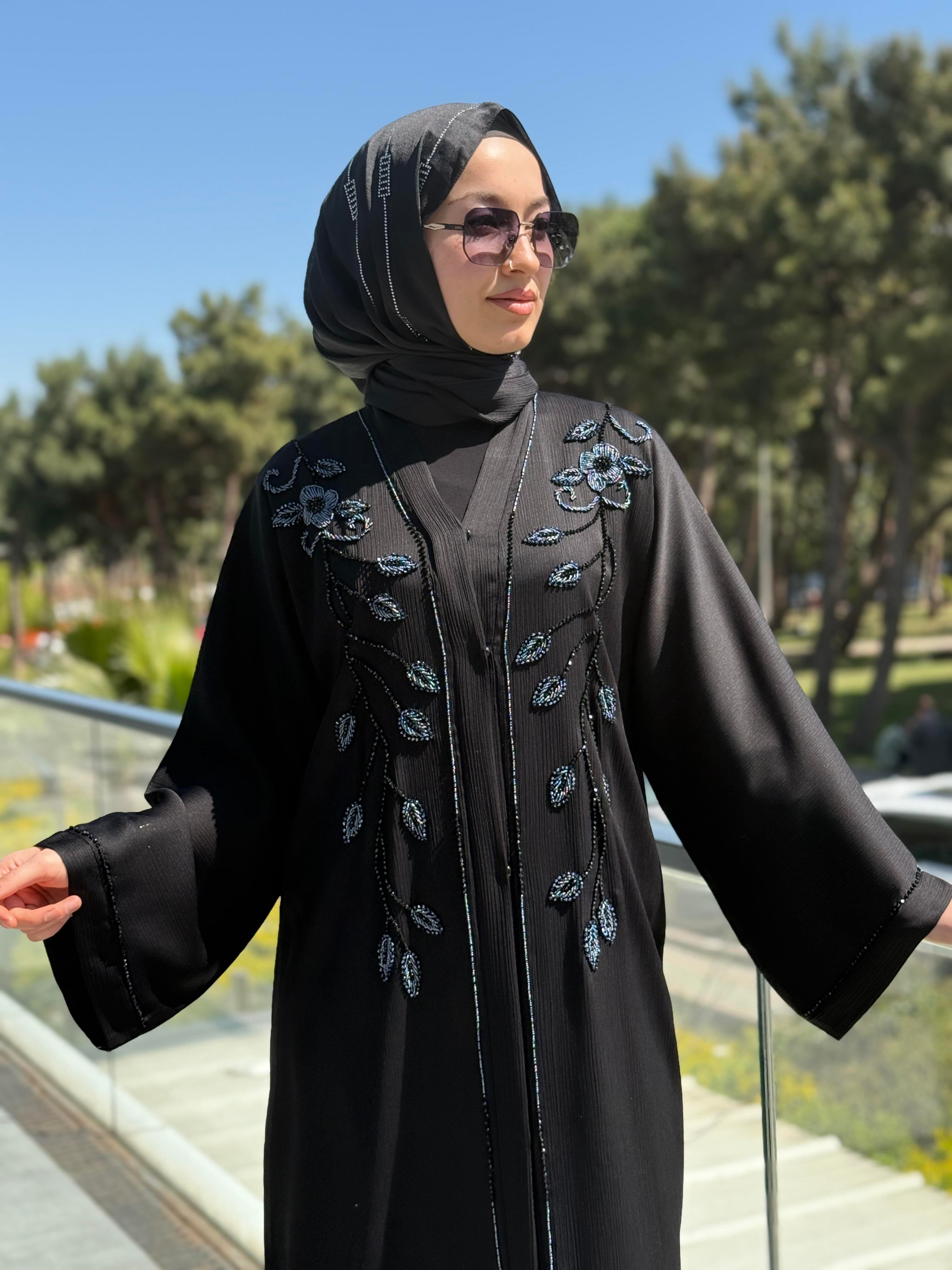 İTHAL MİNİ YAPRAK İŞLEME ABAYA