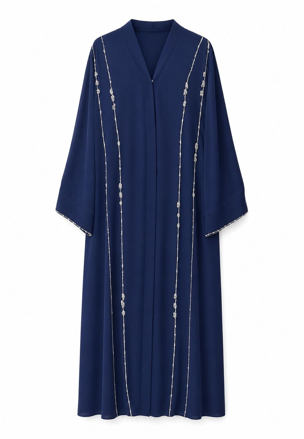 Lacivert Dubai İpeği Taş İşlemeli Abaya