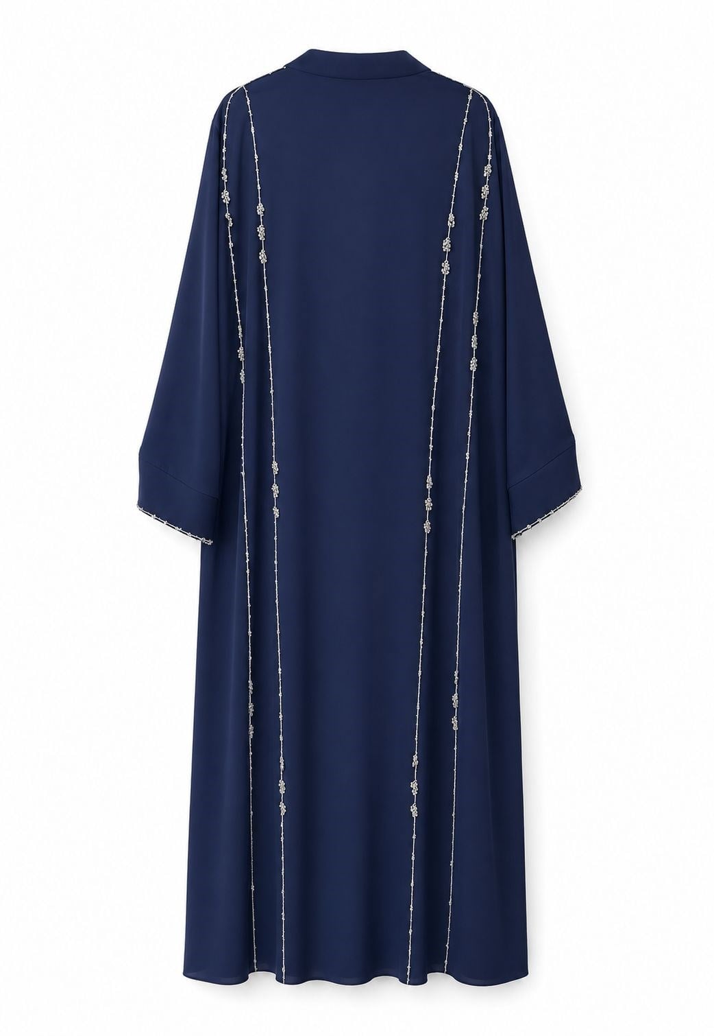 Lacivert Dubai İpeği Taş İşlemeli Abaya