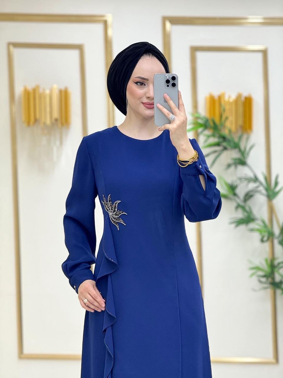 Maya Volanlı Elbise Saks