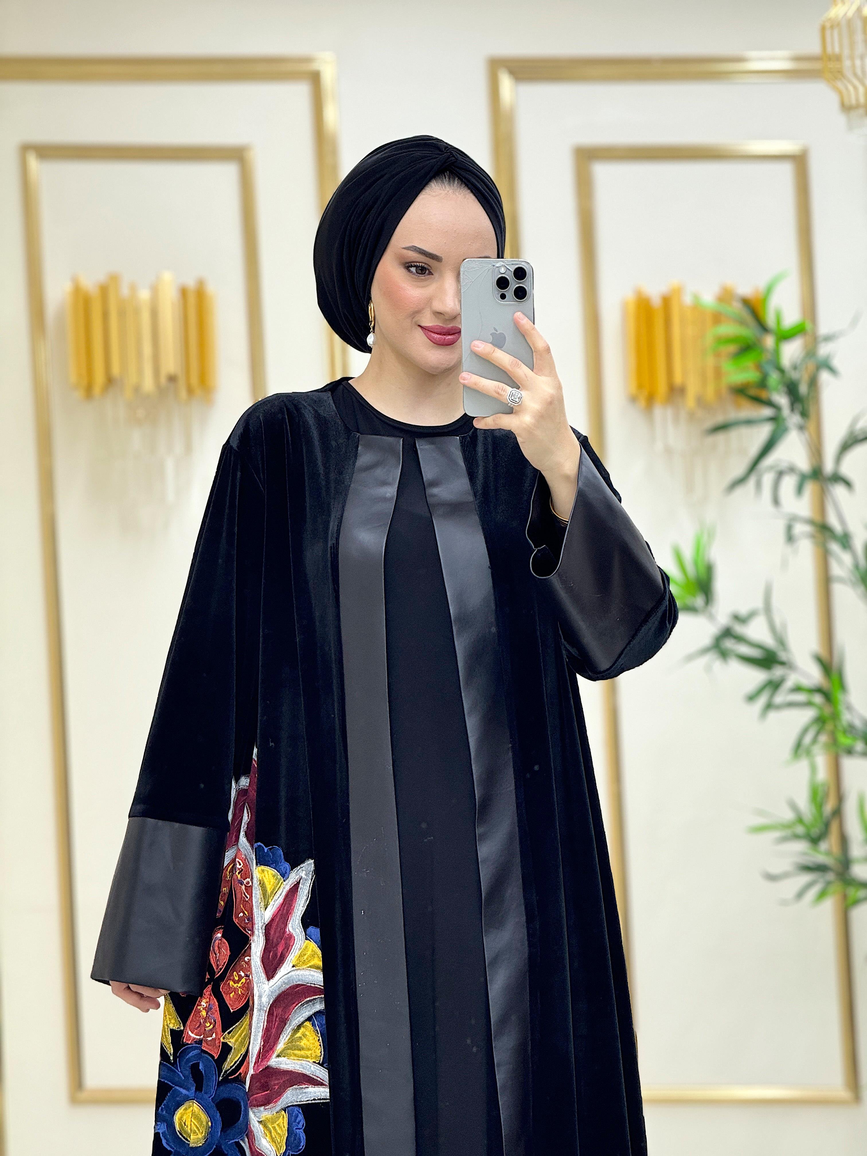 NAKIŞLI KADİFE ABAYA
