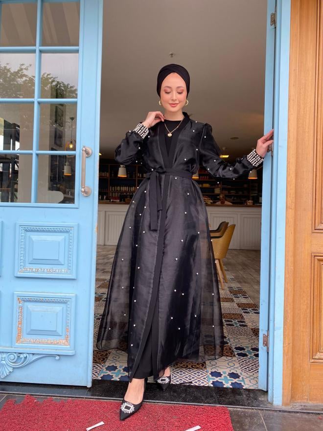organze incili abaya iç elbise