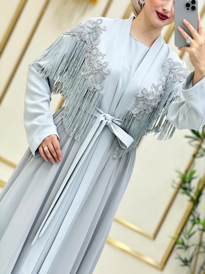 Sina Sacaklı Abaya Takım Gri