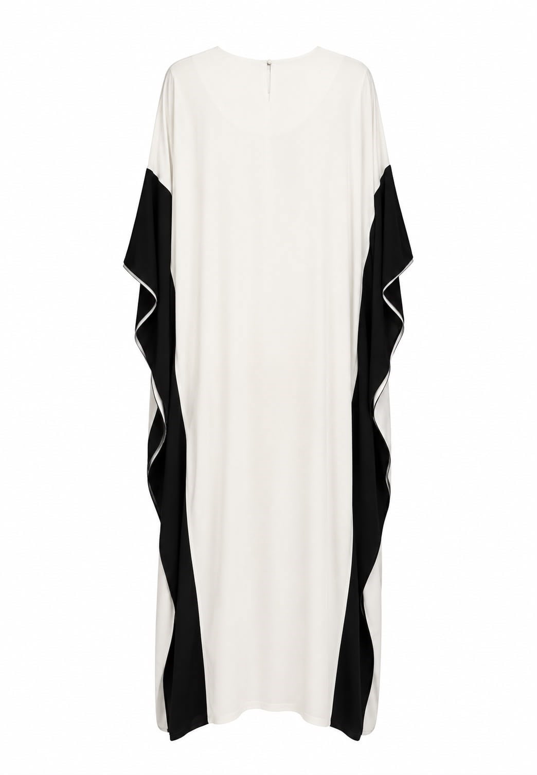 Siyah Beyaz Çiçek Desenli Oversize Abaya