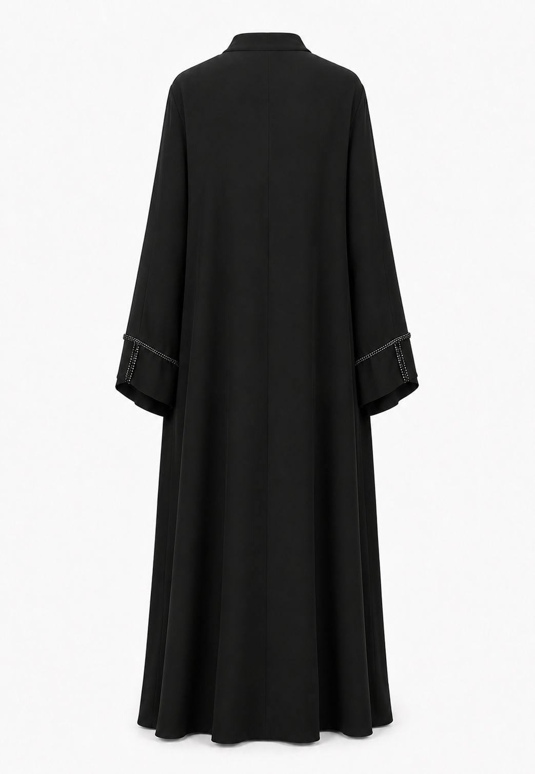 Siyah Dubai İpeği Minimal Taş Detaylı Abaya